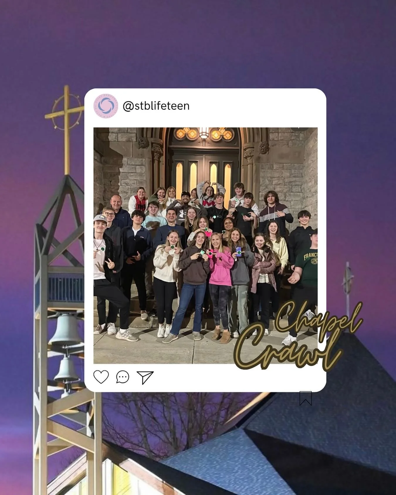 Chapel Crawl 2026 information

&ldquo;Stay awake with me and Pray&rdquo;-Matthew 26:41

Following the 7 PM Mass of the Lord&lsquo;s Supper at Saint Barnabas Parish, Life Teen will be going on our annual Chapel Crawl. Touring Parishes and being in the