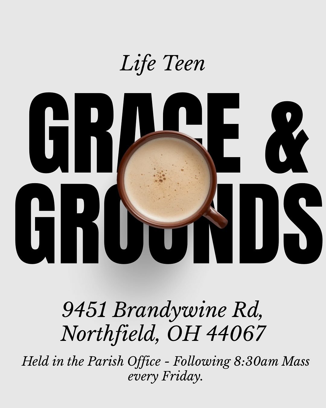 Our weekly summer events are starting tomorrow!! Every week this summer we will be hosting:

Adoration &amp; Life Teen Hangouts - Every Monday 7:30-9:30pm

Bible Study- Every Thursday at 7:30pm, Begins on the 11th of June

Grace and Grounds- Every Fr