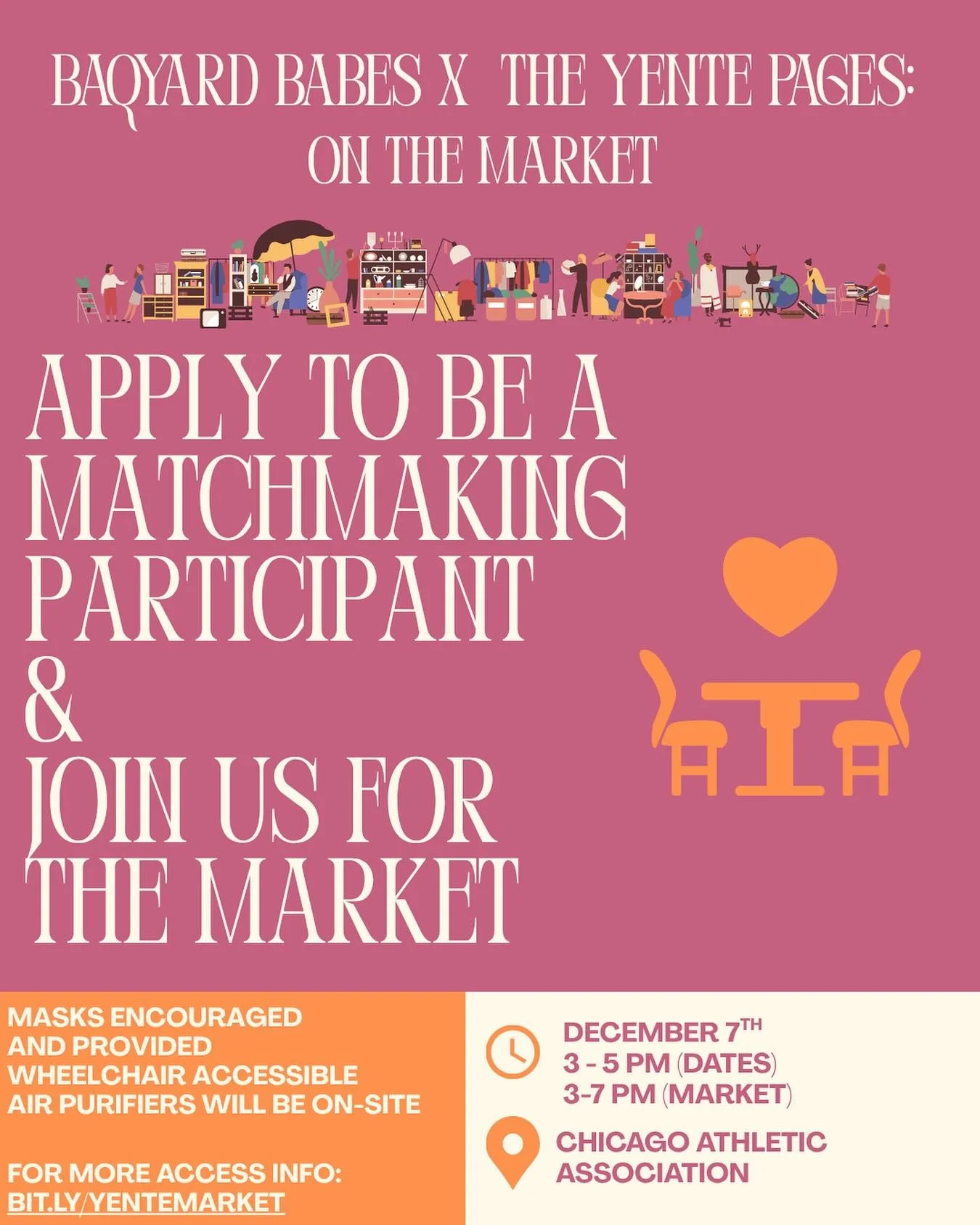Hellloooooo! @baqyardbabes and I are collaborating on matchmaking &amp; a market, a sweet way to go on a date, then maybe buy some locally made chain necklaces together ⛓️🤪 

We will bring cute additives like a live Photo Booth for all your dating p
