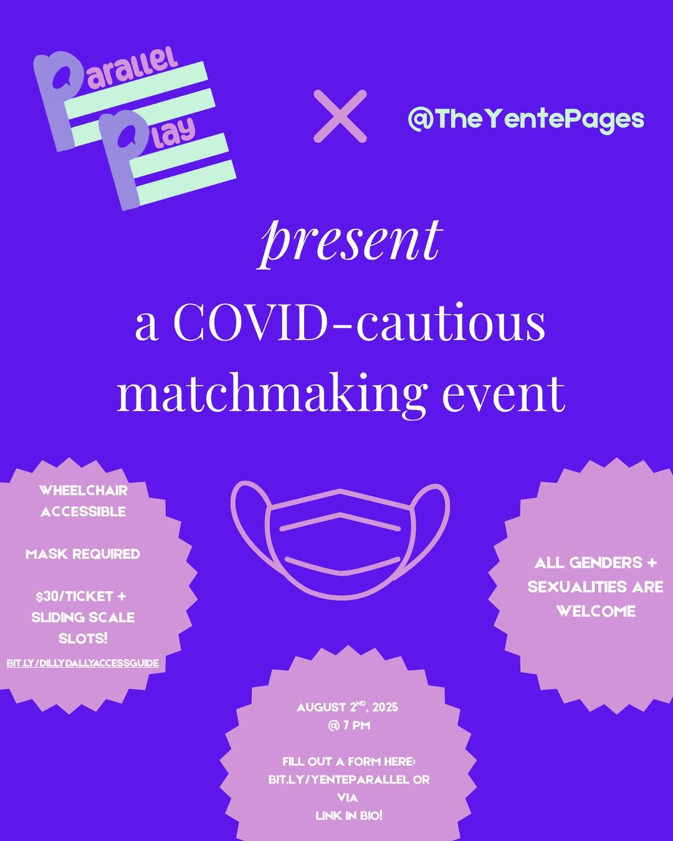 To my COVID-cautious hotties, I am so excited to collaborate with @parallel.play.chi on this matchmaking event 😍 

As a person with chronic pain, I learned so much of my politics through the disability justice community. Working with intentional peo
