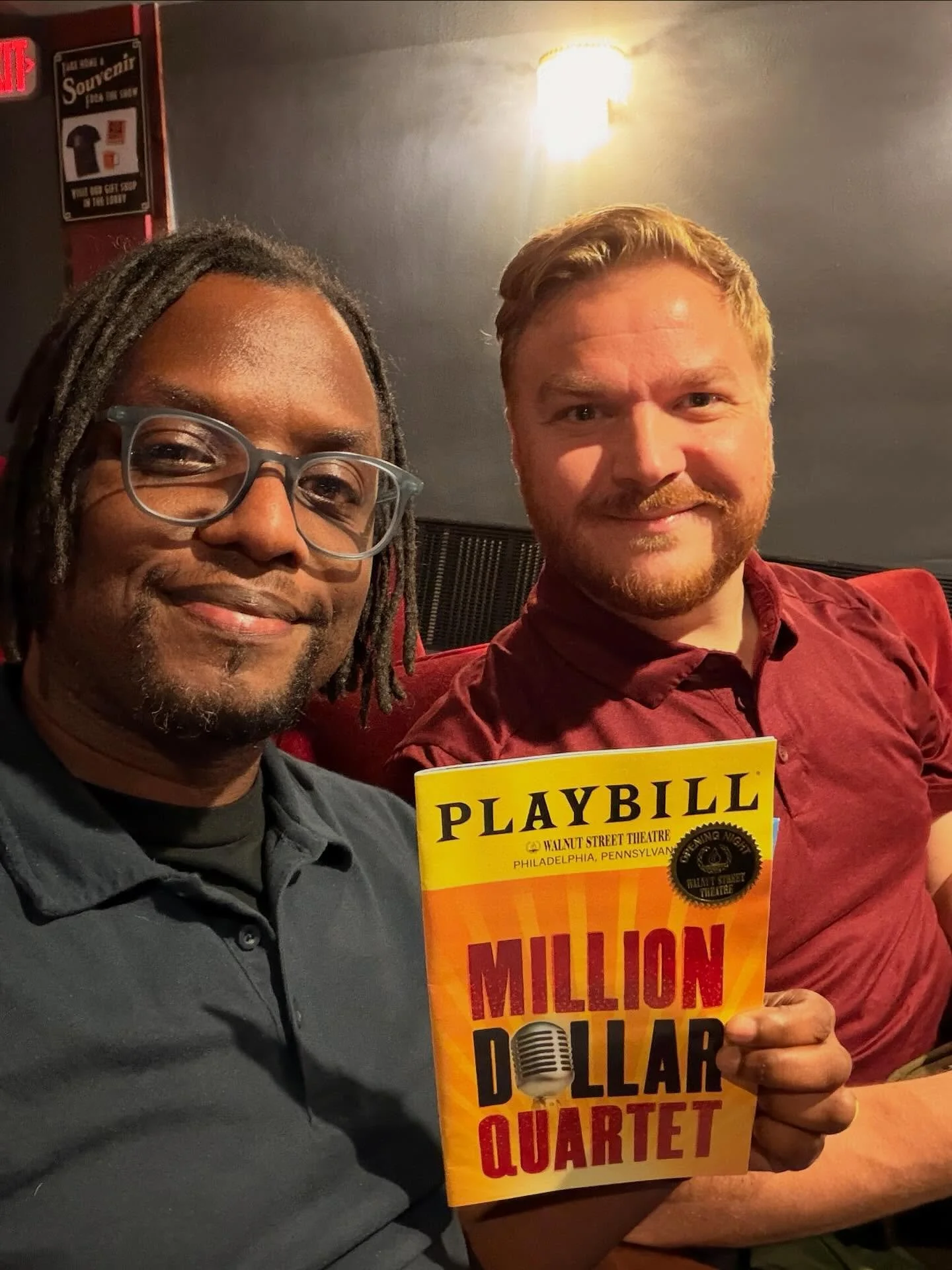 Tonight’s Experience is worth a million bucks! Happy Opening to the cast and crew of #MillionDollarQuartet @walnutstreettheatre on stage through November 2nd. Shoutouts to @fran.prisco @mattyjscamps @kat_brunner @ken.sandberg  #TPBoardMember