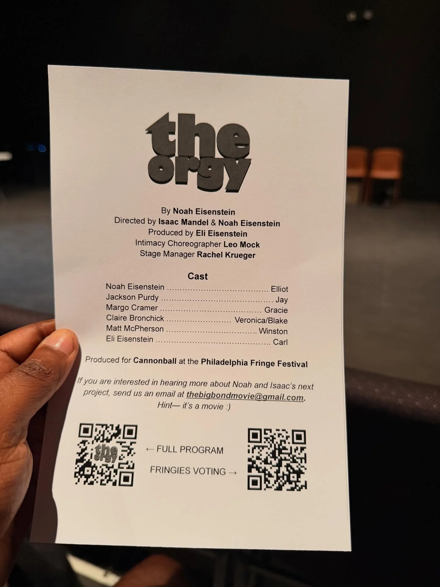 Today’s Experience…#TheOrgy @cannonballfest @fringearts #LastWeekend #GoSeeTheatre