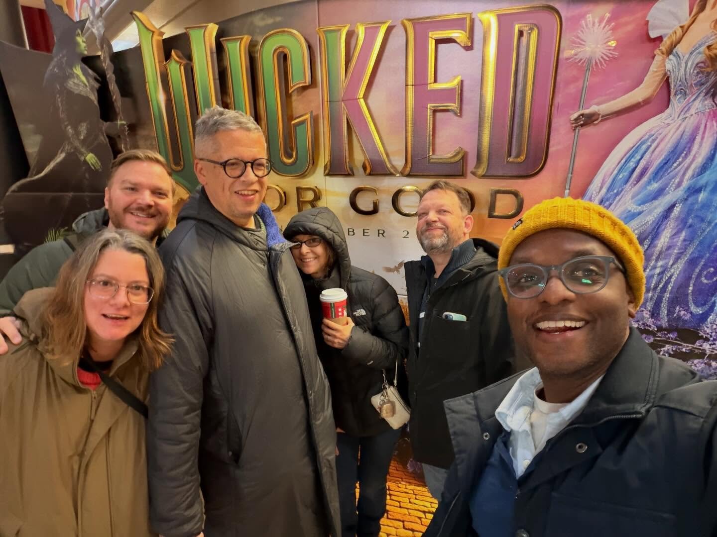 While we stand in front of WICKED FOR GOOD, we actually saw  MERRILY WE ROLL ALONG tonight with #OldFriends. No matter what kind of theater, always good to bring friends. @merrilyonbway @fathomentertainment @amctheatres