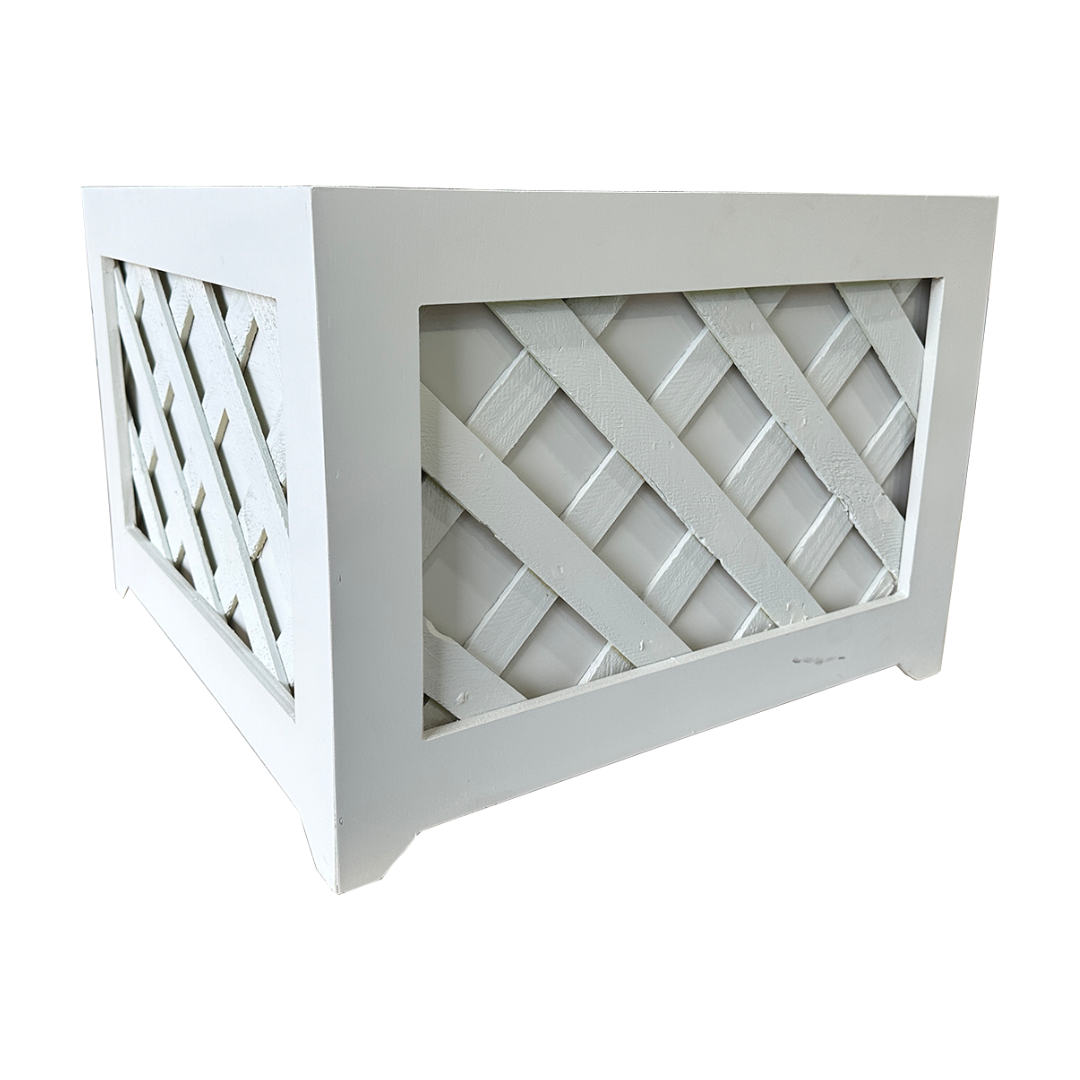 WHITE LATTICE TOPIARY PLANTER BOX