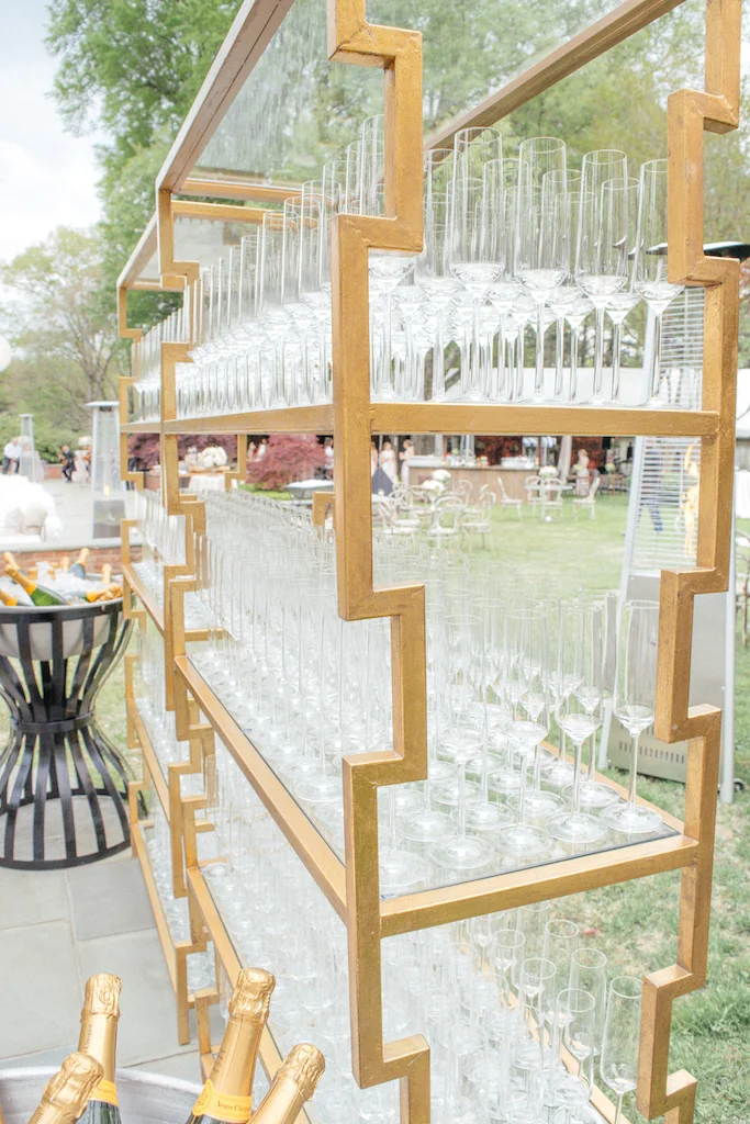 wedding champagne display hugo bookcase gold bar back .jpg