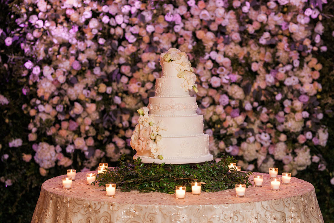 wedding table, cake table, linen for cake, flower wall