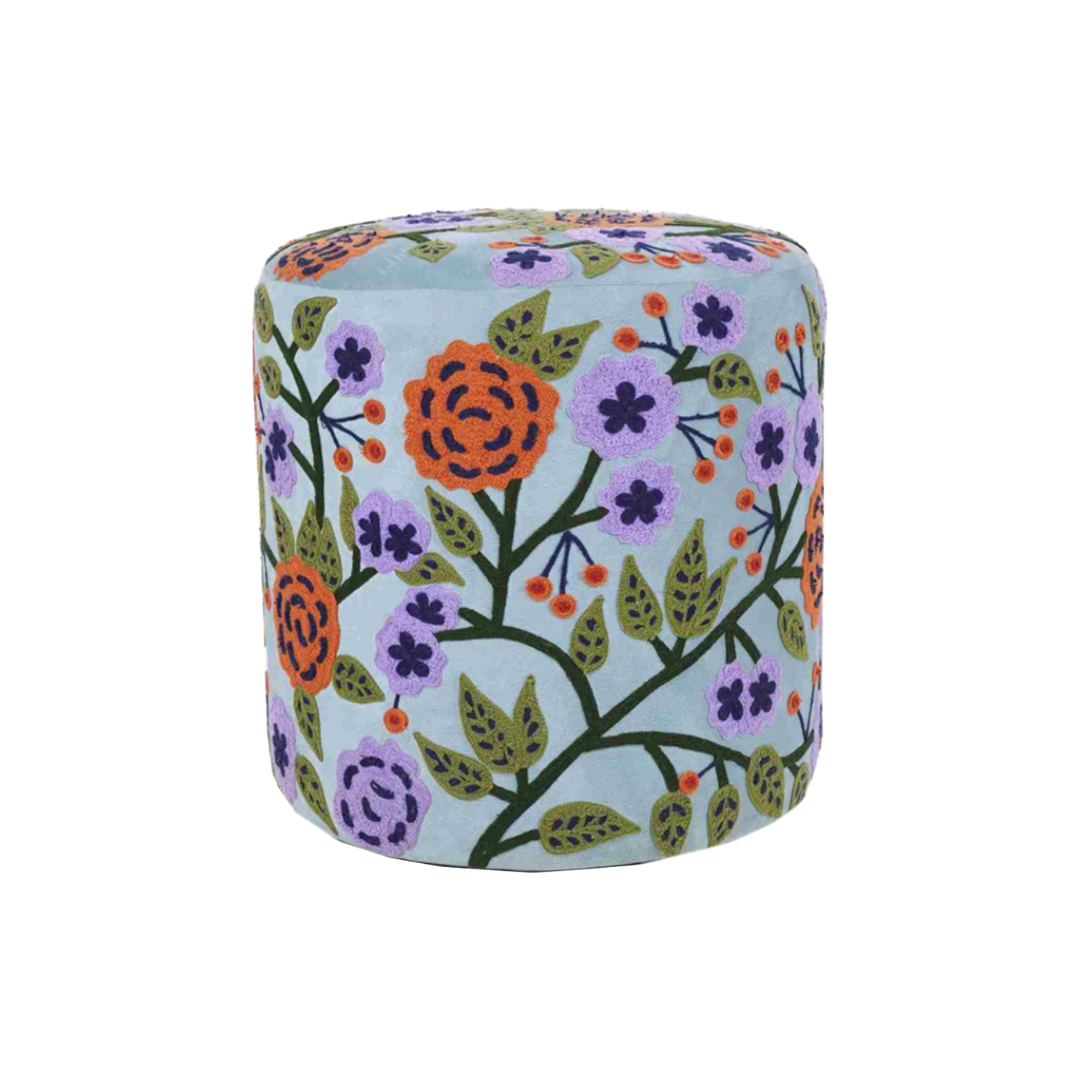 LOUISA AQUA & ROSE OTTOMAN