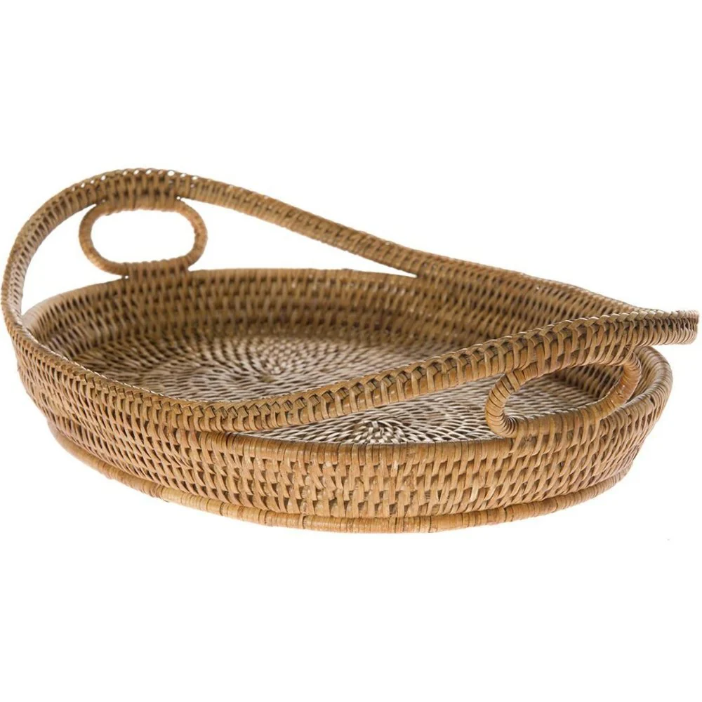 Rattan Oval Tray with Handles