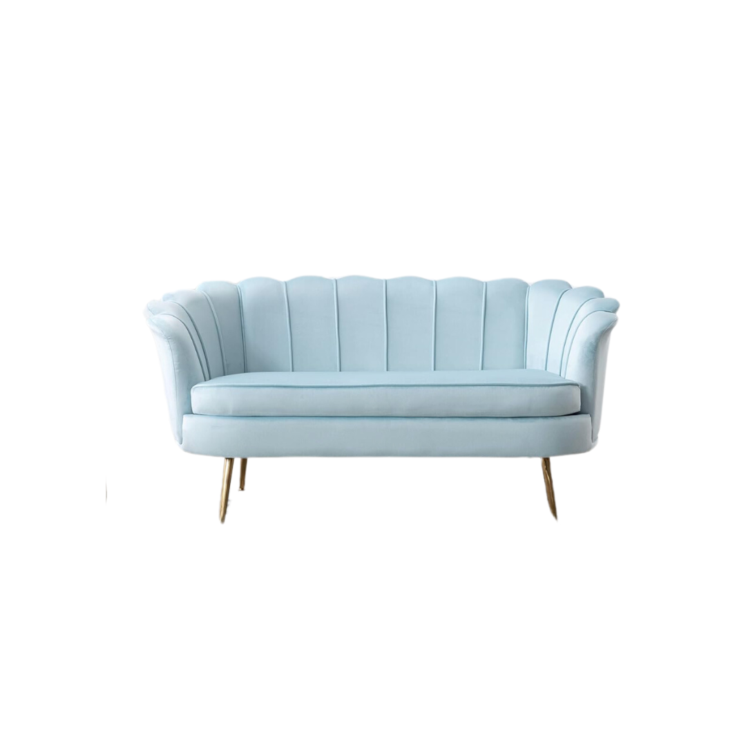 Pale Blue Scalloped Loveseat