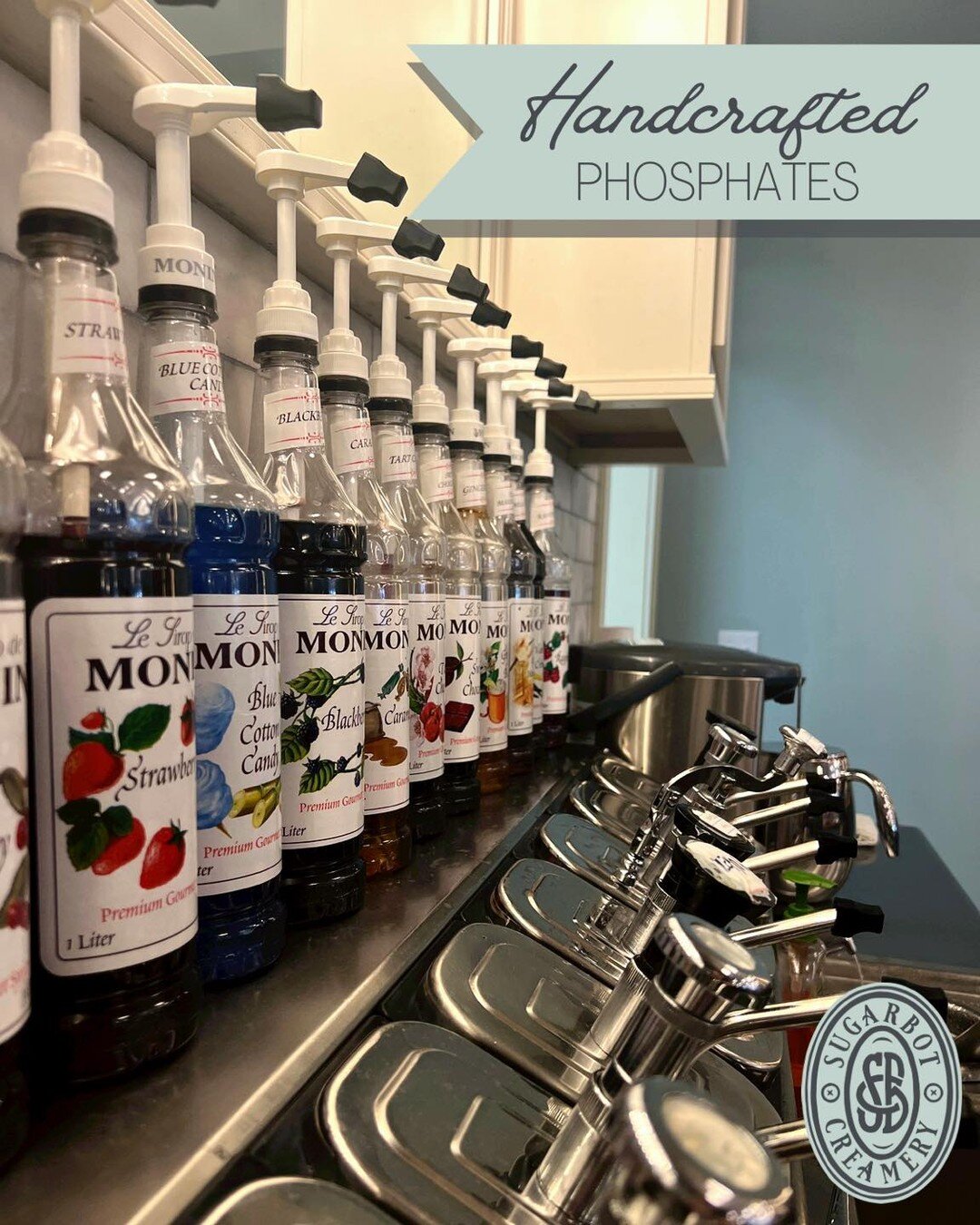 Pick a flavor or two and we&rsquo;ll mix up a refreshing phosphate that pairs perfectly with a relaxing stroll down Main Street. 🥤🛍

#creamery #sugarbotcreamery #discoverstc #mainstreet #mainstreetstcharlesmo #phosphate #mainstreetstcharles #sodash