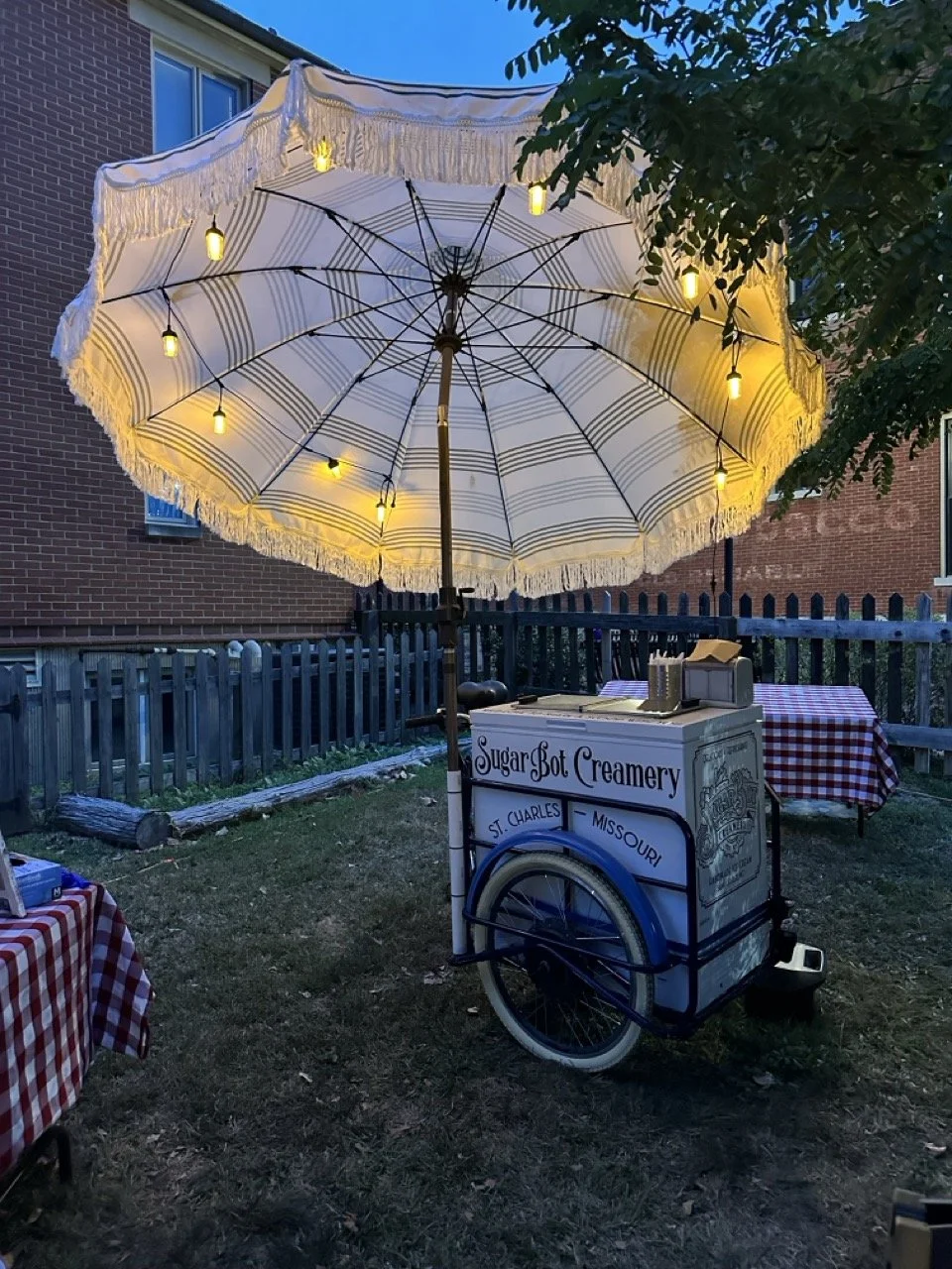 SugarBot Creamery's Ice Cream Bike at Outdoor Dinner Event