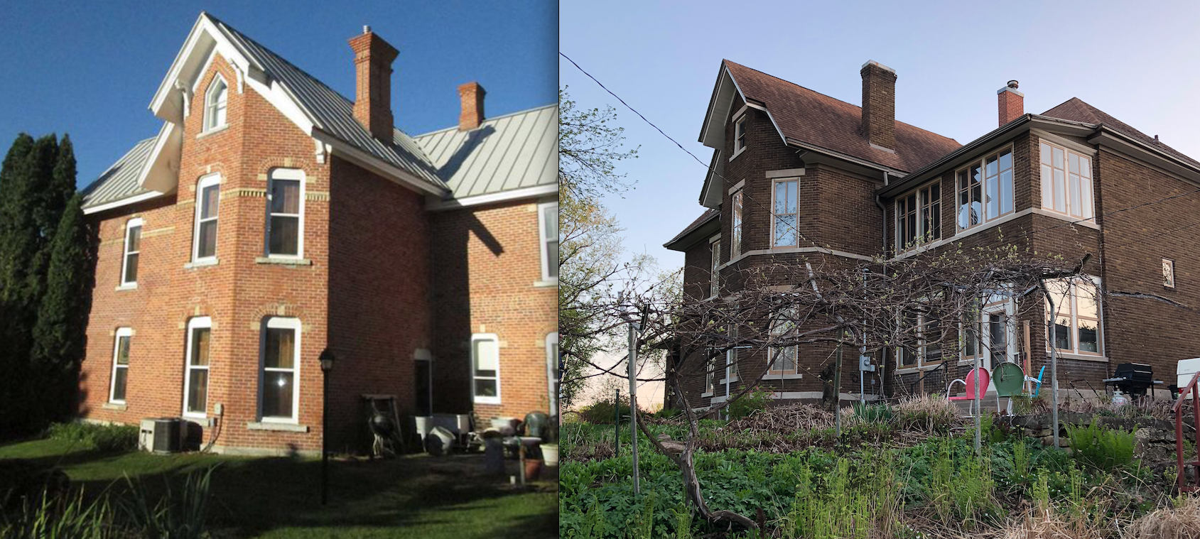 The original brick on the sister house (left) and our dark brick at Gaye Gardens (right).
