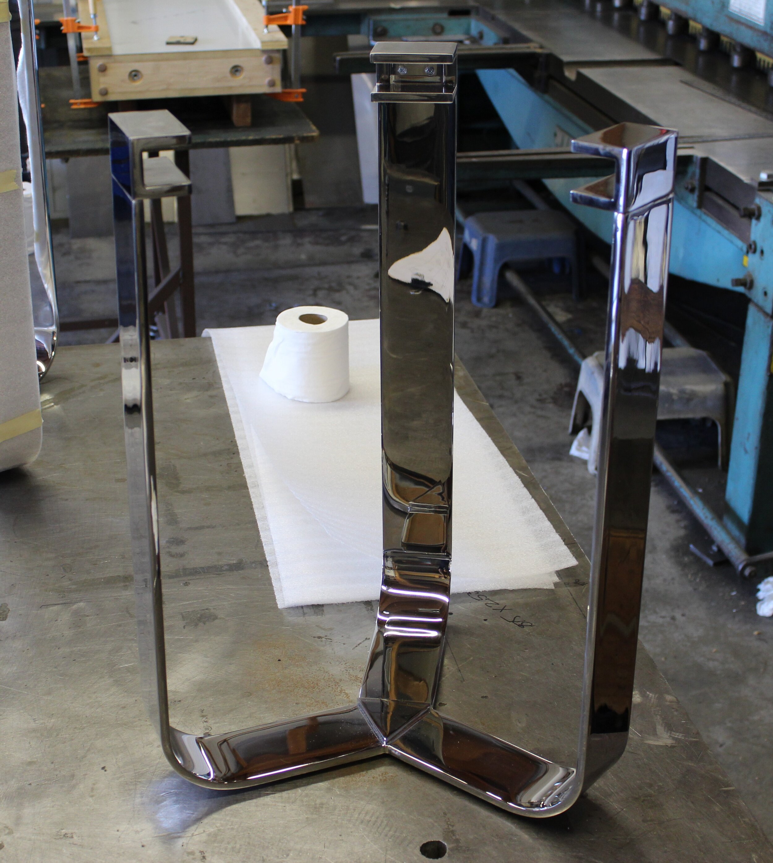 Polished Stainless Steel Side Table Base