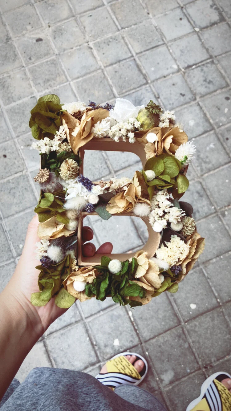 letras de flores preservadas