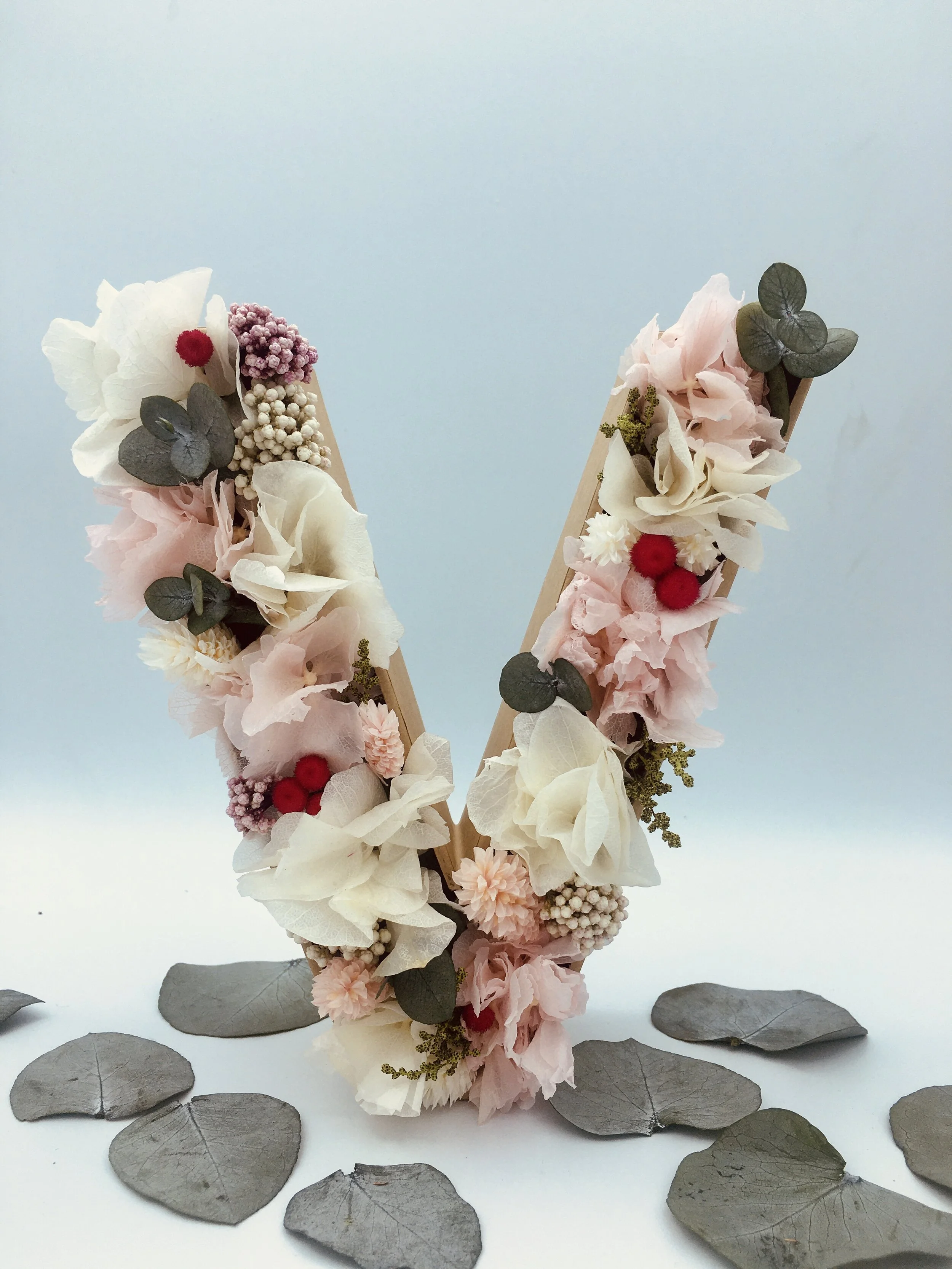 letras de flores preservadas