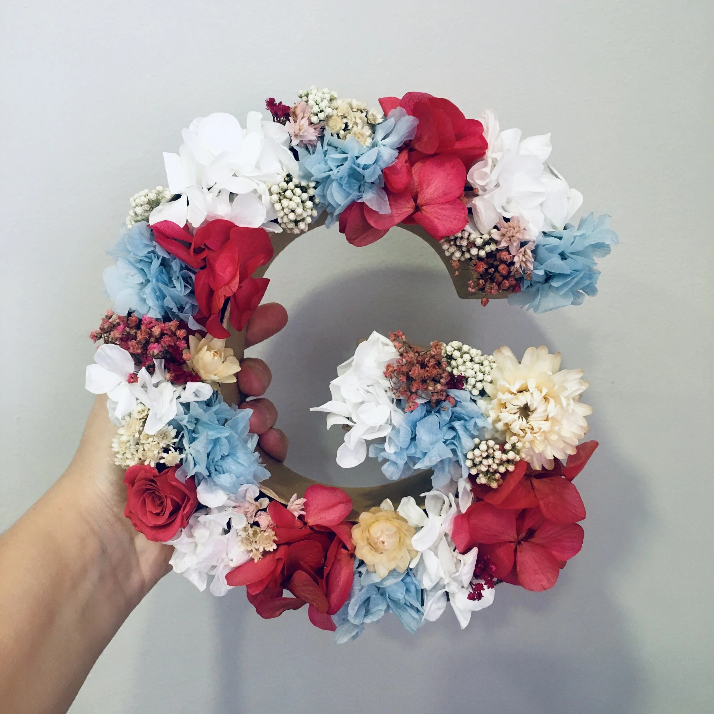 letras de flores preservadas