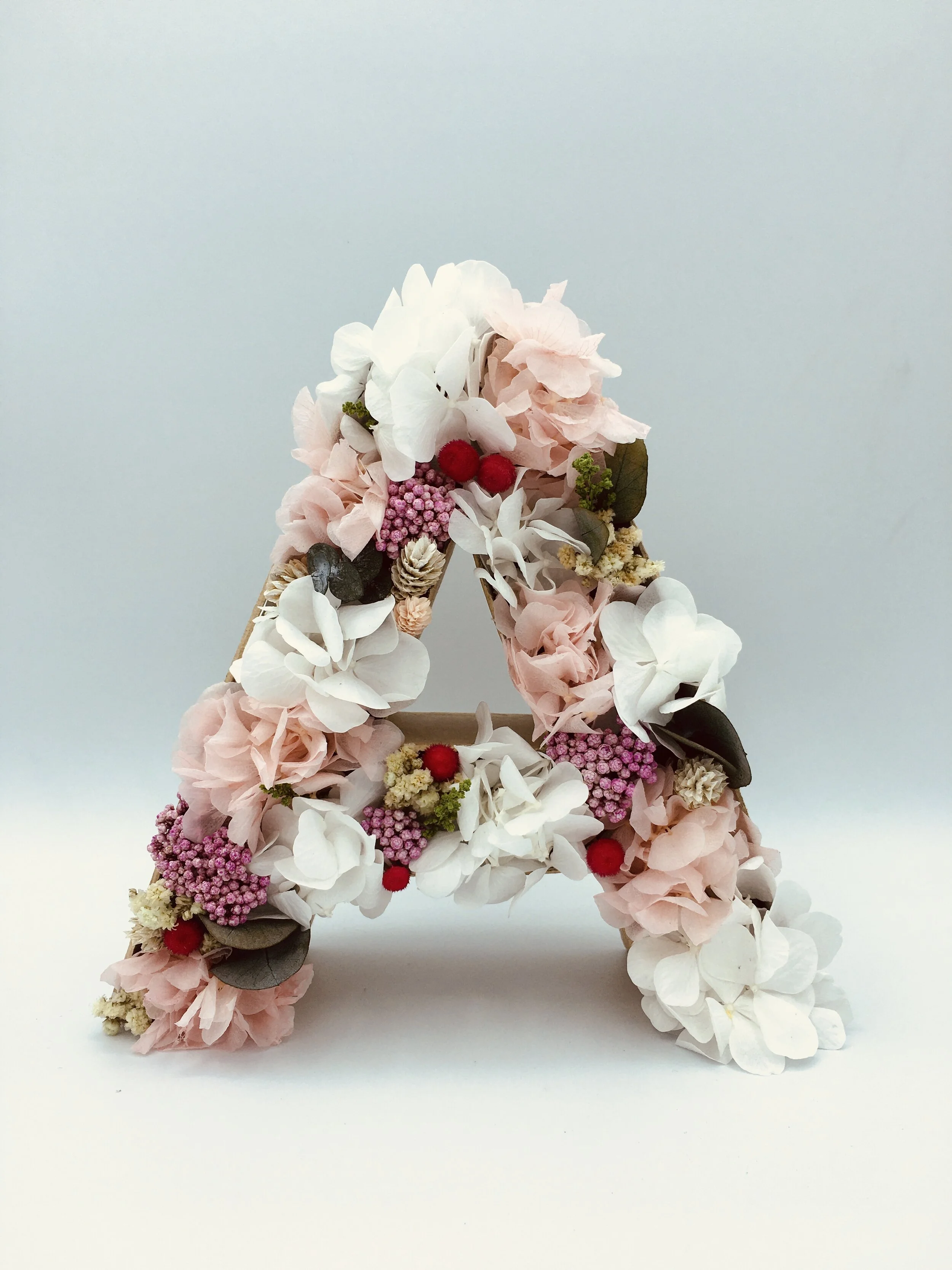 letras de flores preservadas