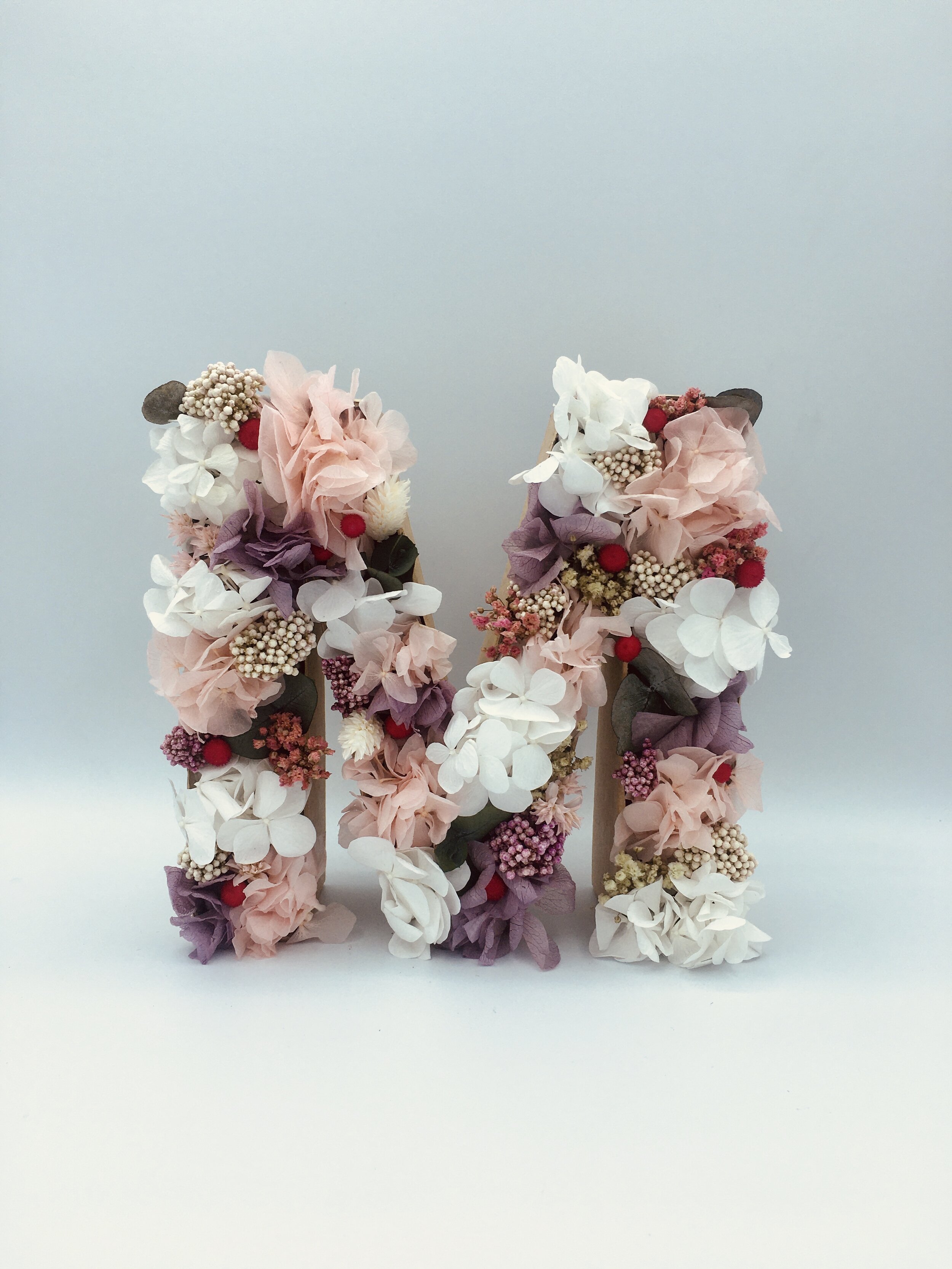 letras de flores preservadas