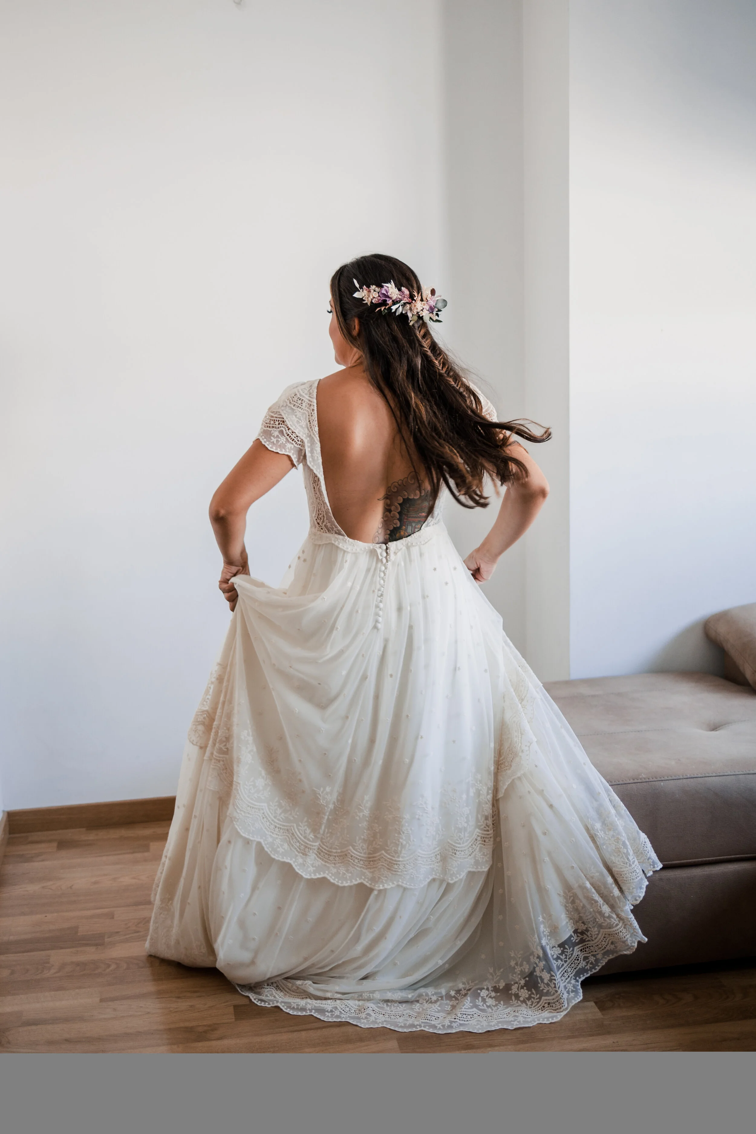 Semi corona de flores preservadas