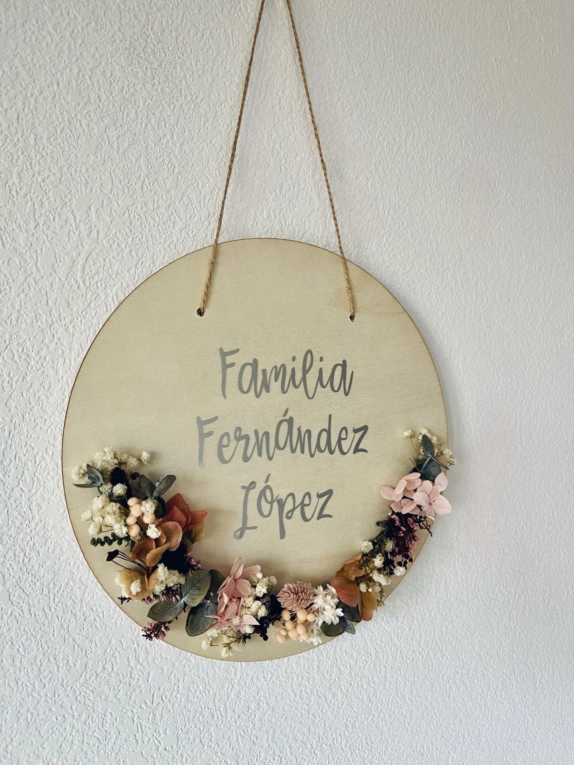 placa personalizada flores preservadas
