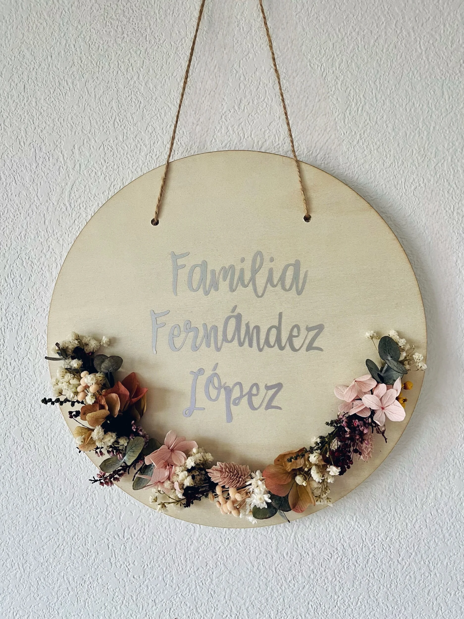 placa personalizada flores preservadas