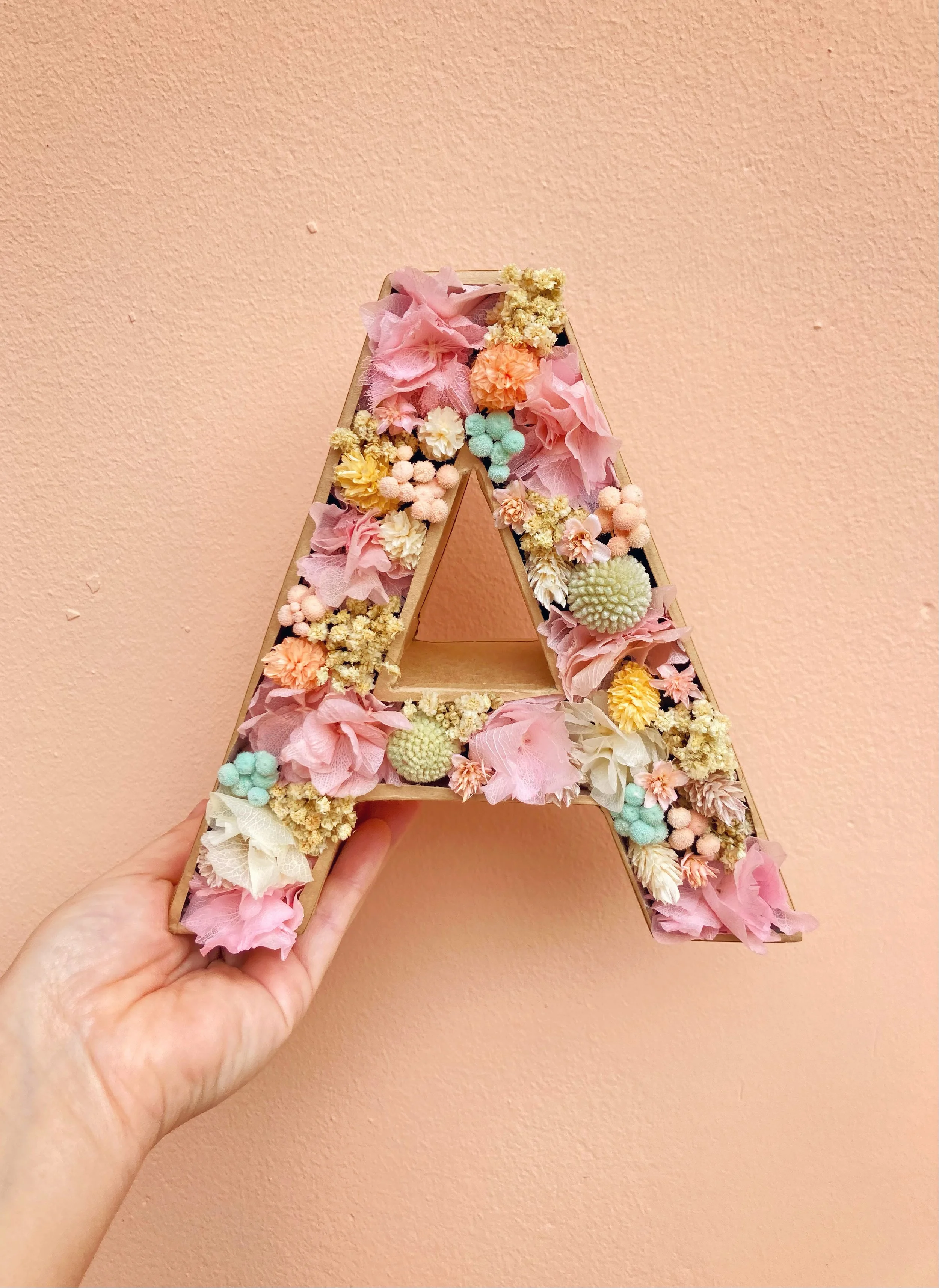 letras de flores preservadas