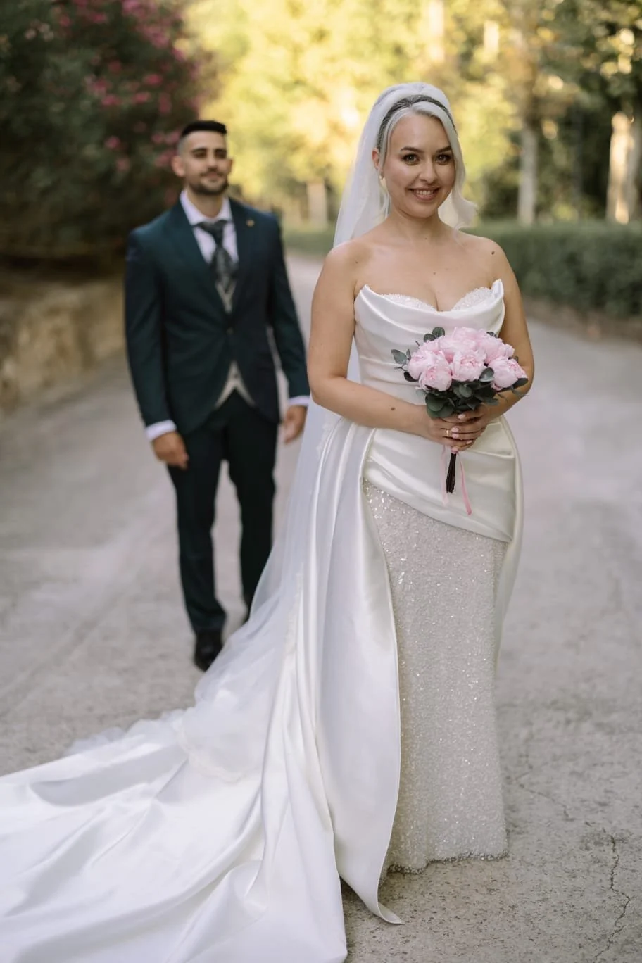 ramo de novia de peonías preservadas