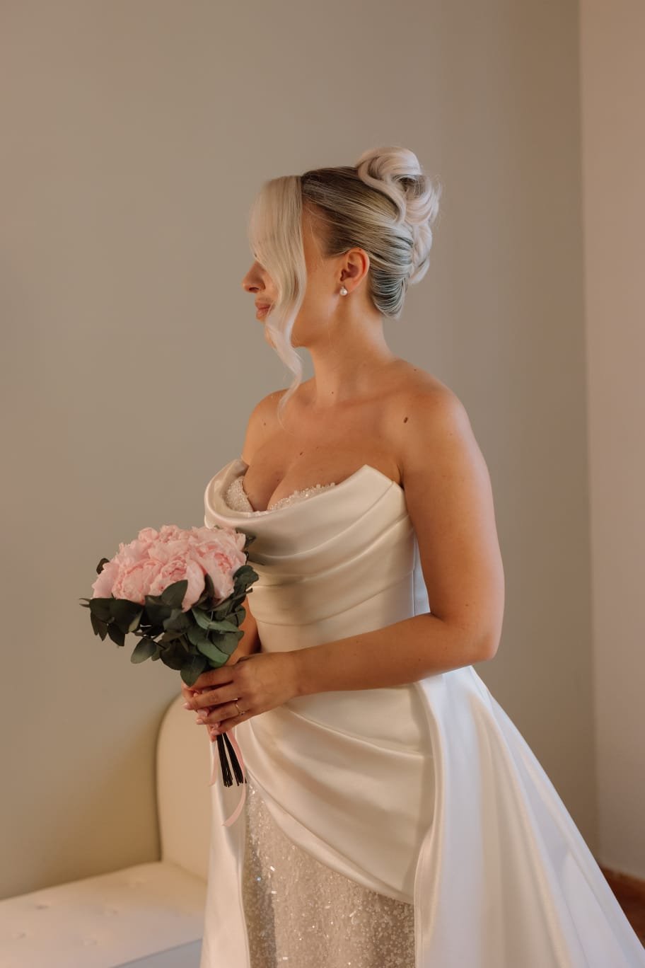 ramo de novia de peonías preservadas