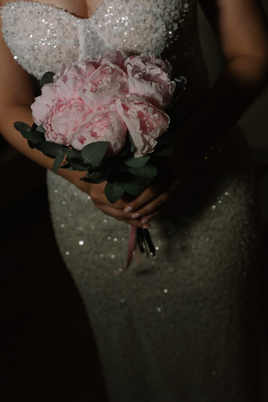 ramo de novia de peonías preservadas