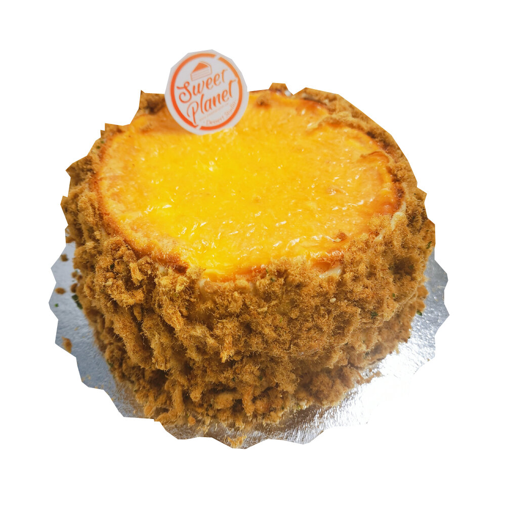 岩烧芝士金沙肉松爆浆蛋糕