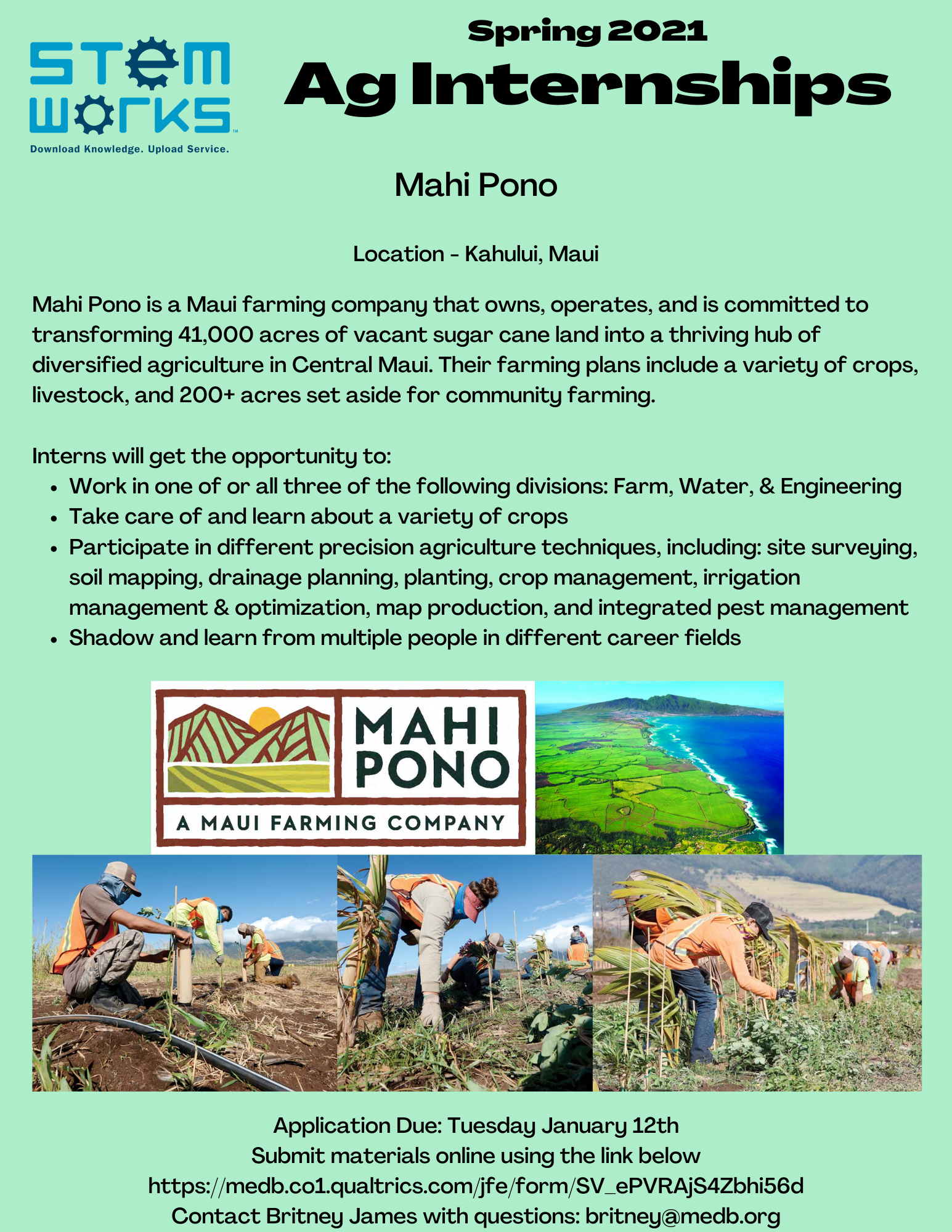 Maui County Ag Business & Technology Internships — STEMworks