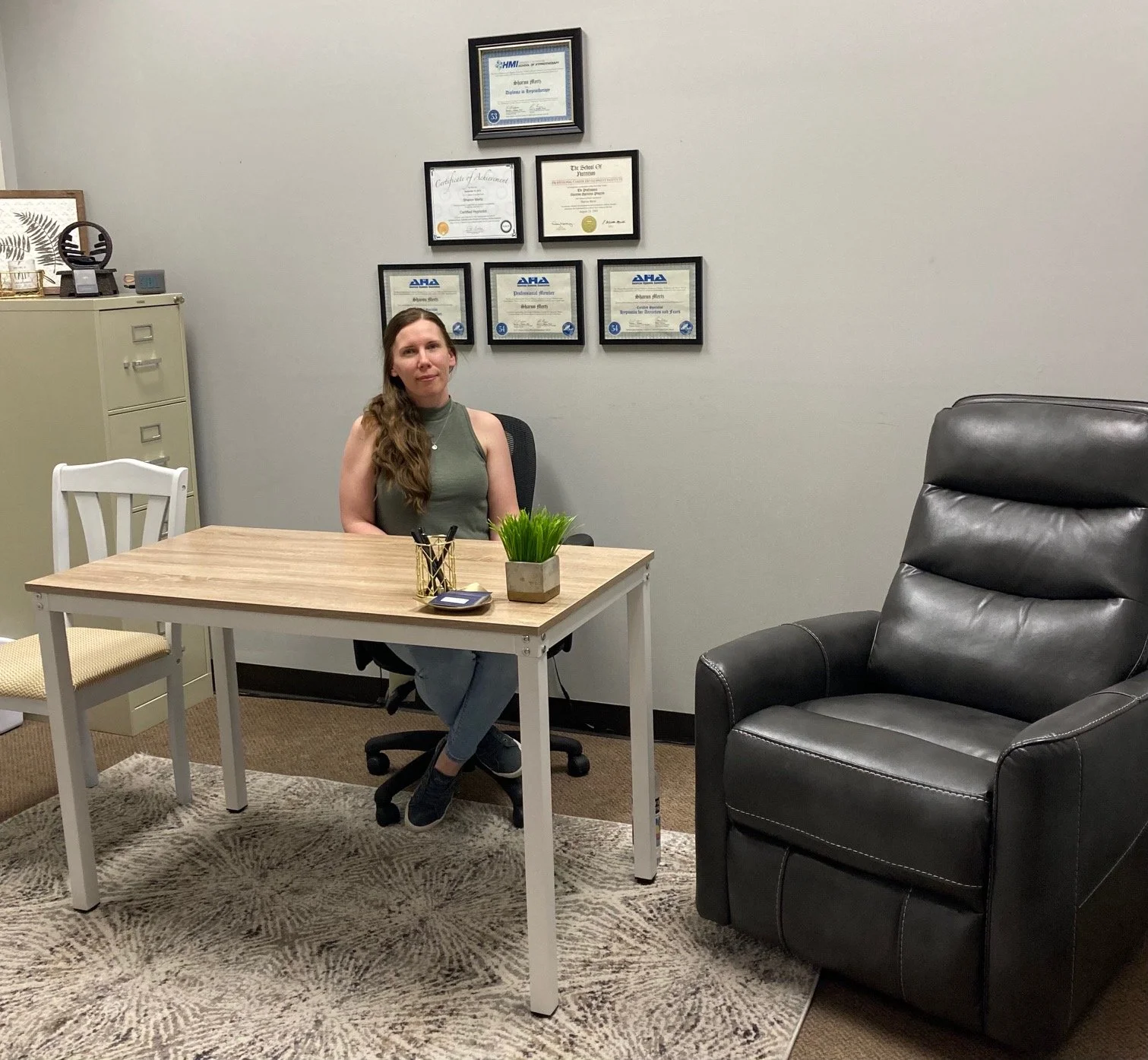 A business owner working in a private office at Propeller