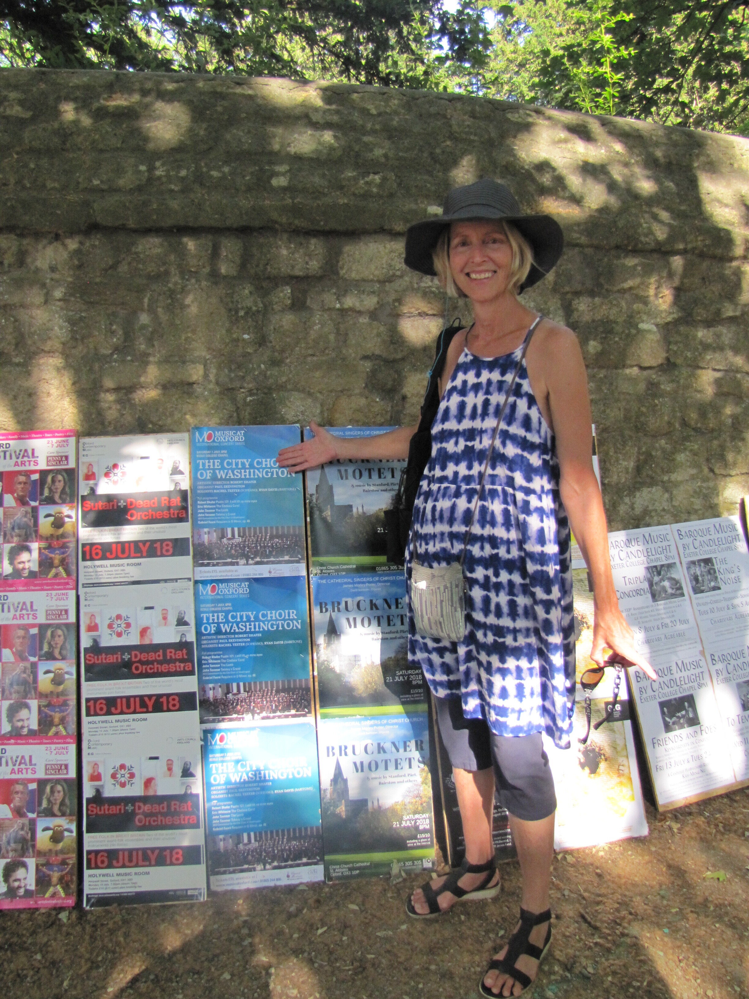 Rhoda Metcalfe with TCCW posters in Oxford (photo: Anne Woodworth)