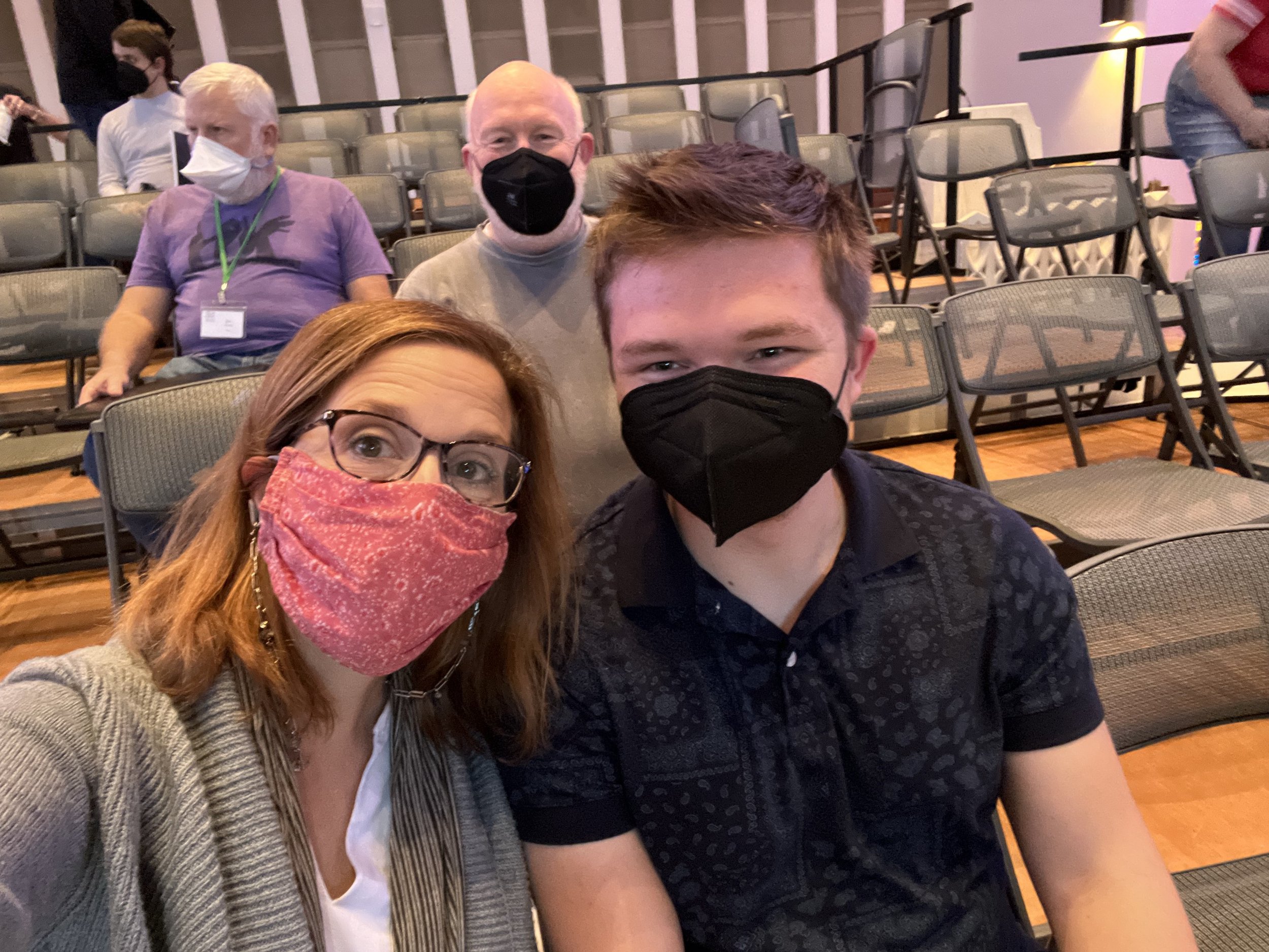 Erin & tenor Jake Barger (with Scott Tousley) at dress rehearsal, Nov. 12, 2022