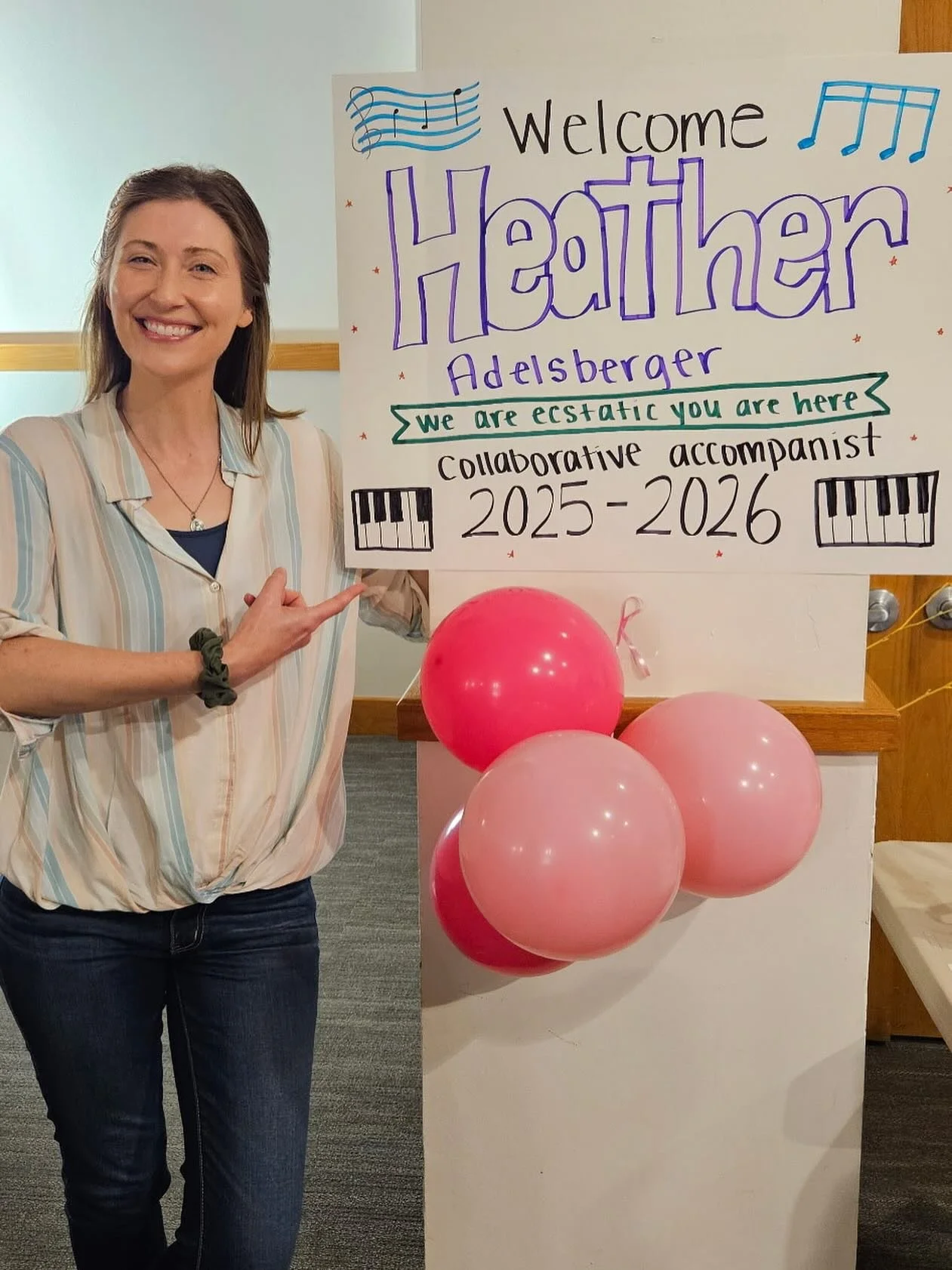 We had our first rehearsal of the season on Monday, and we welcomed the multitalented Heather Adelsberger as our pianist!  Welcome, Heather!