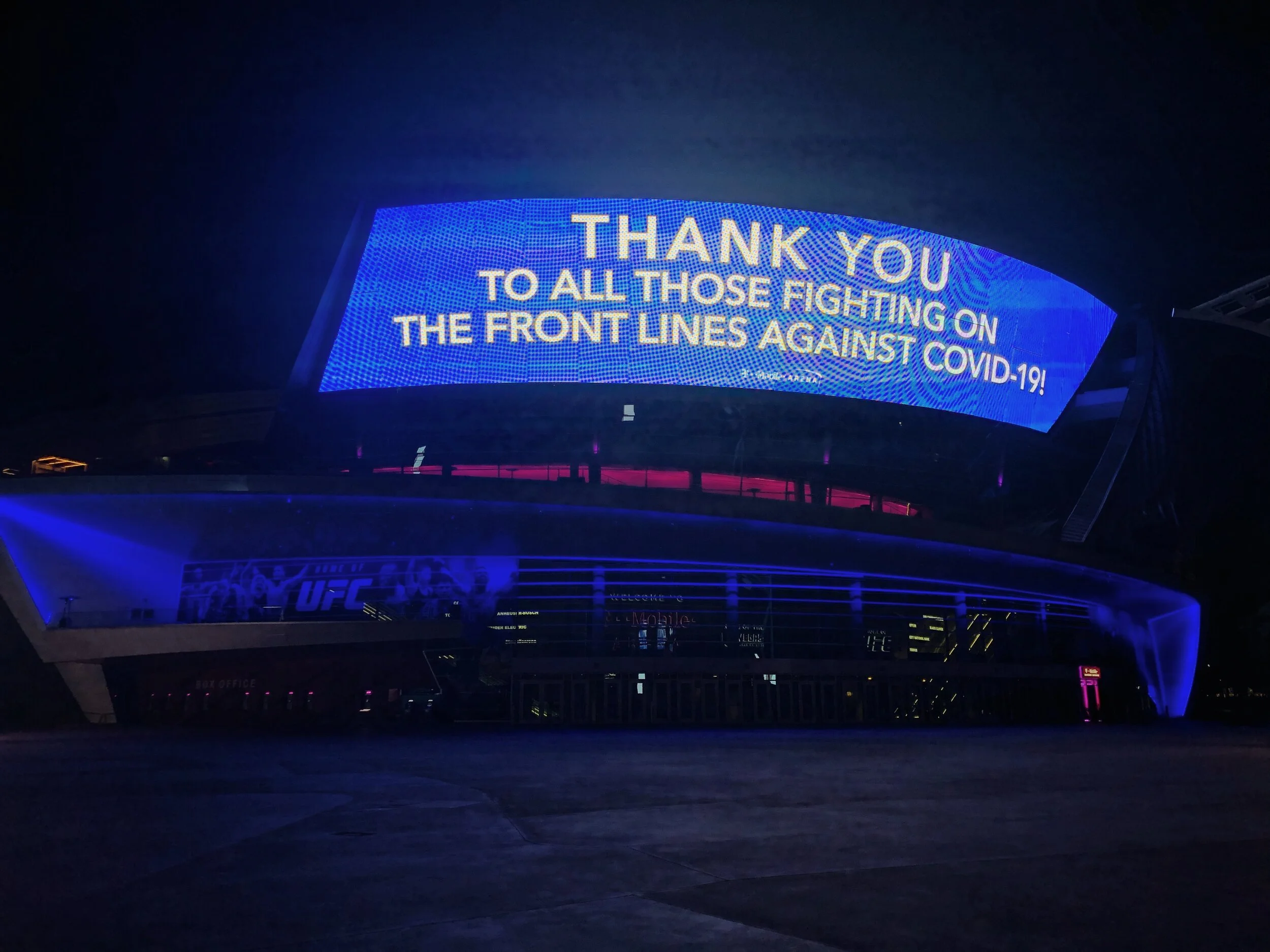 T-Mobile Arena Lights It Blue For Healthcare Workers
