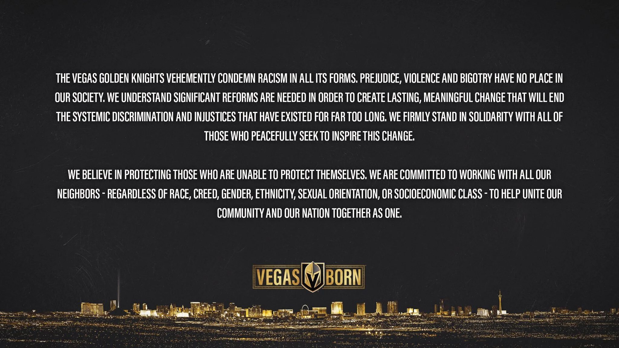 A Statement From The Vegas Golden Knights
