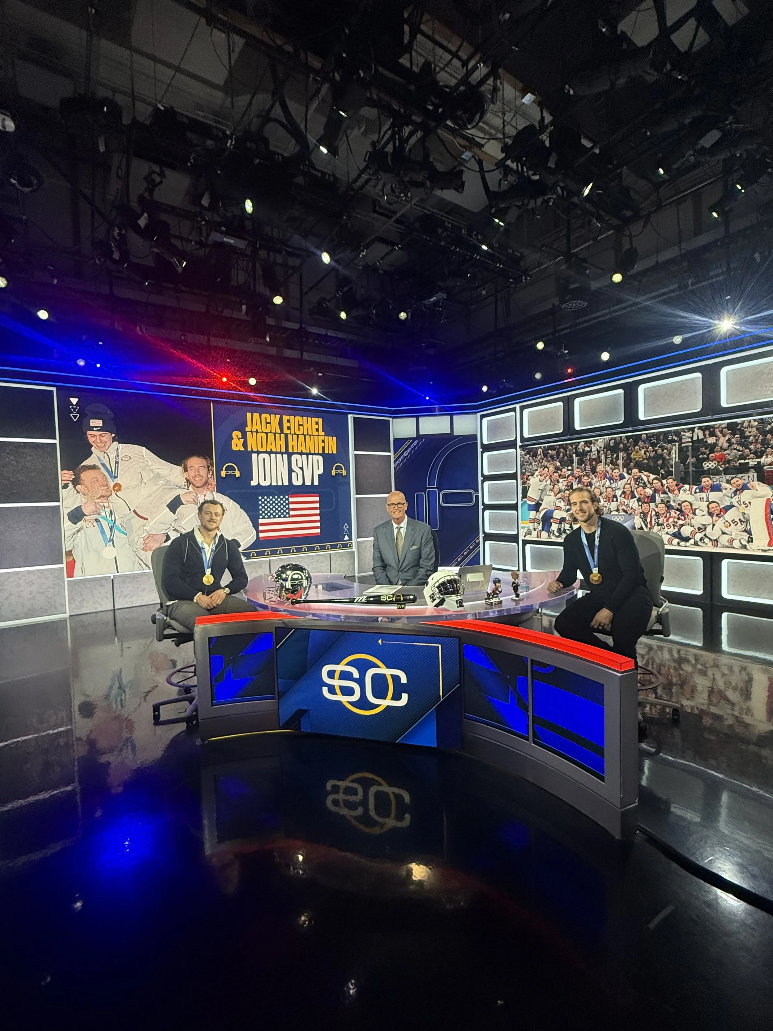 Jack Eichel and Noah Hanifin join SportsCenter to Discuss Olympic Gold Medal