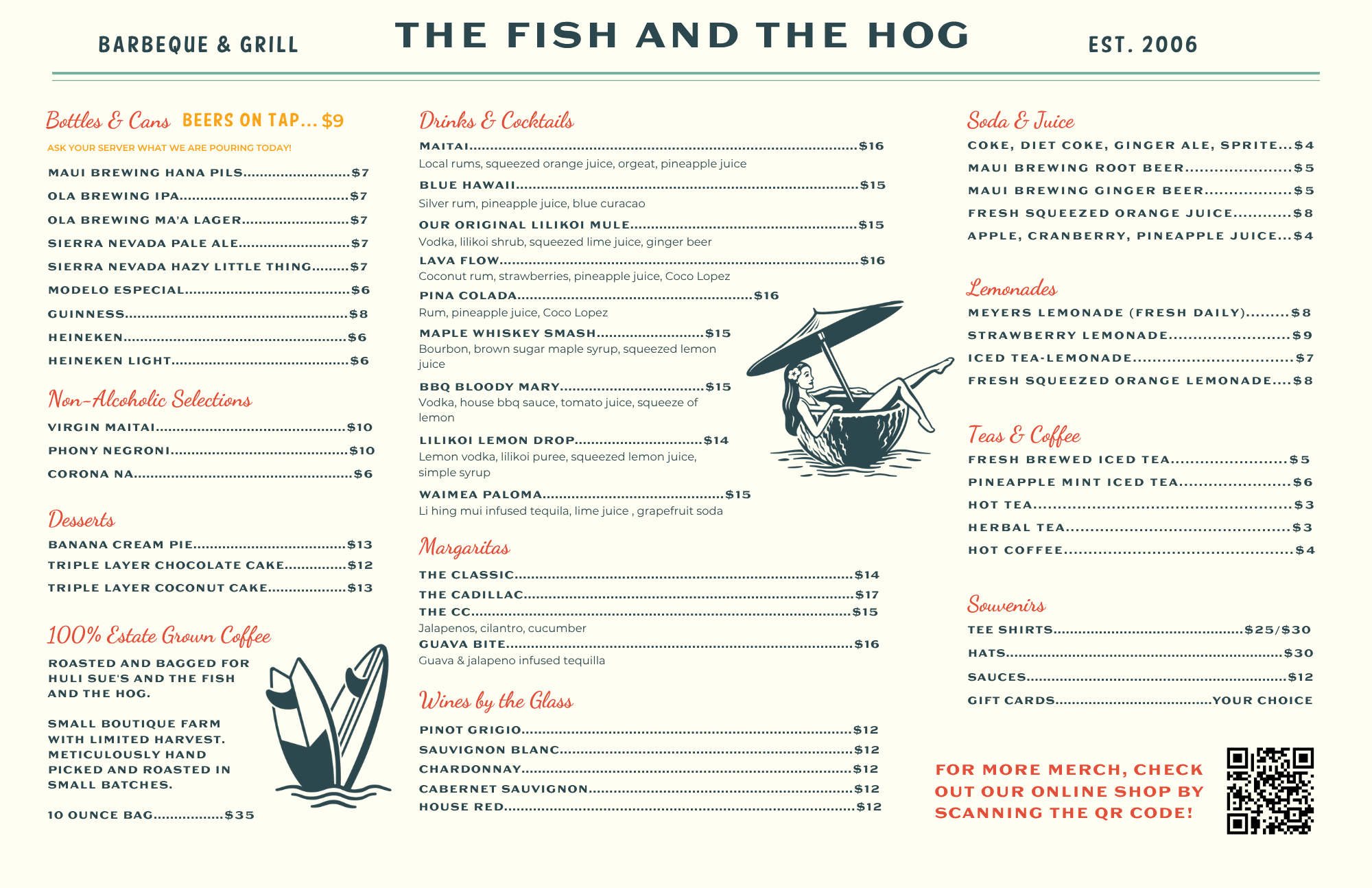 Fish and the Hog Drinks & Desserts