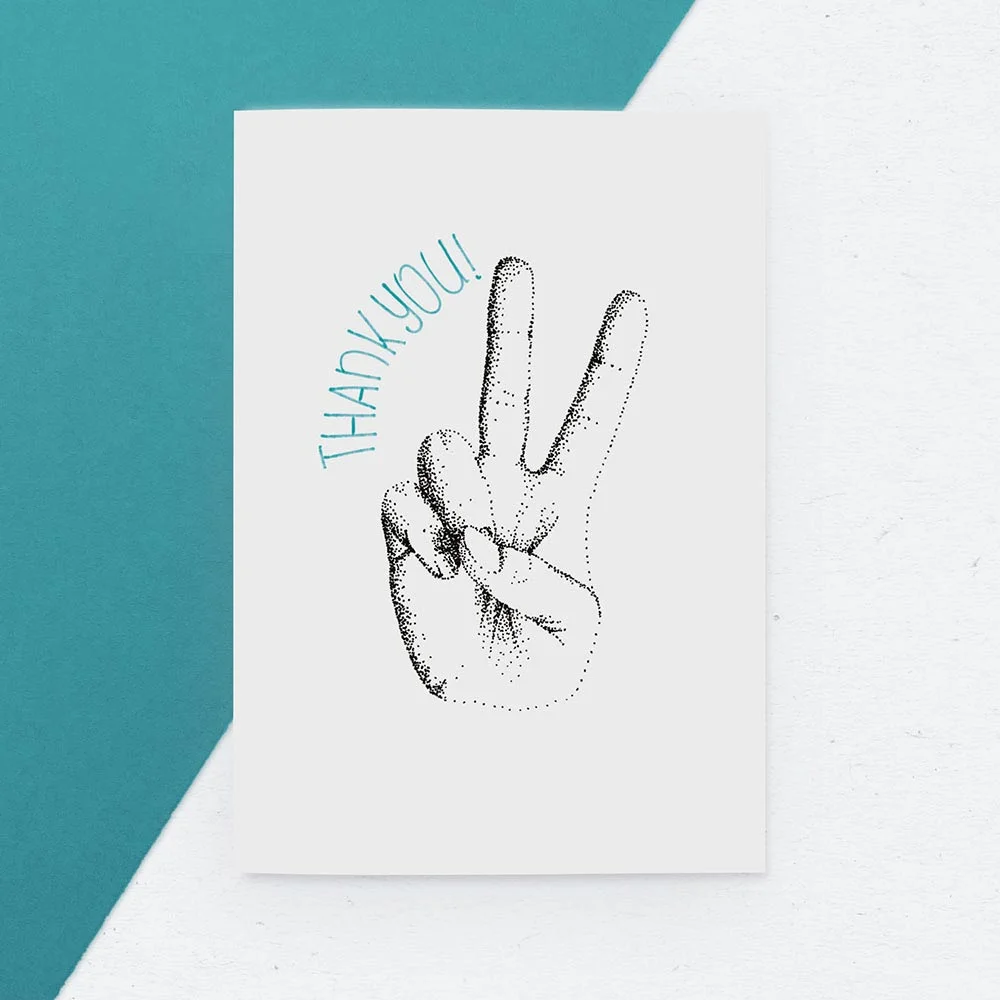 Greeting Card || Handdrawn, dot illustration || Thank You