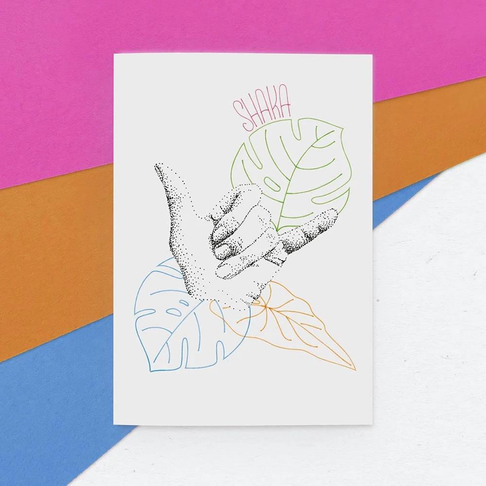 Greeting Card || Handdrawn, dot illustration || Shaka
