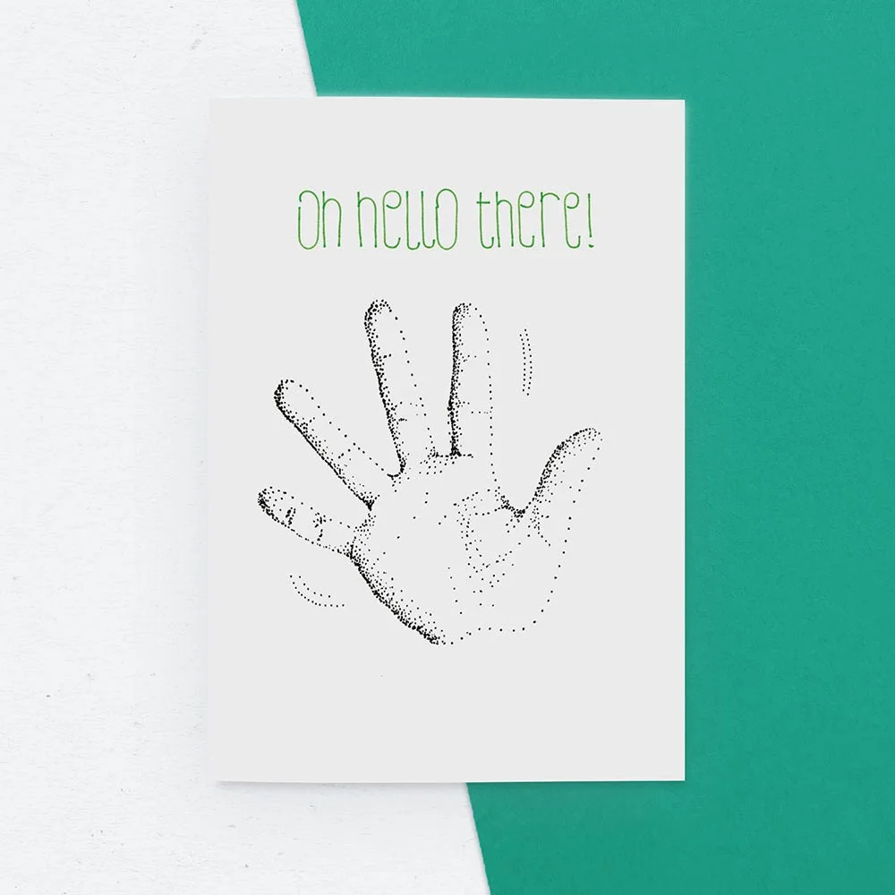 Greeting Card || Handdrawn, dot illustration || Hello