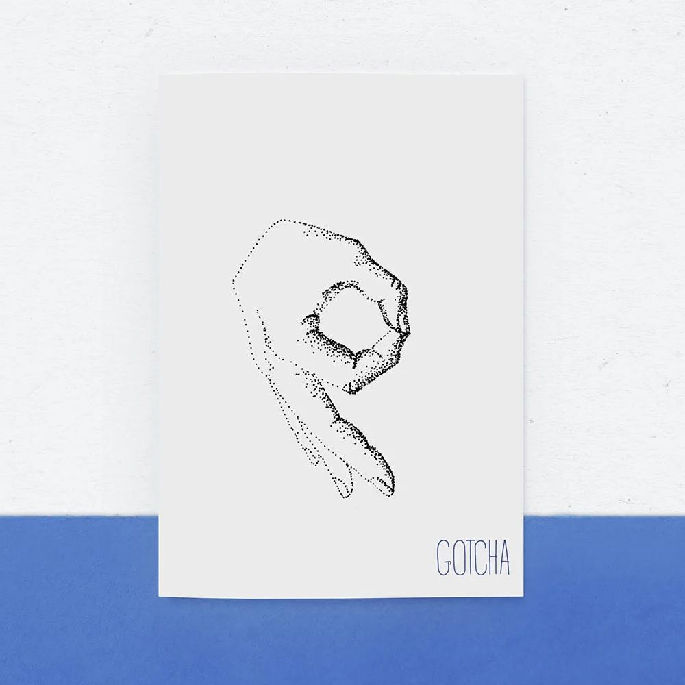 Greeting Card || Handdrawn, dot illustration || Gotcha