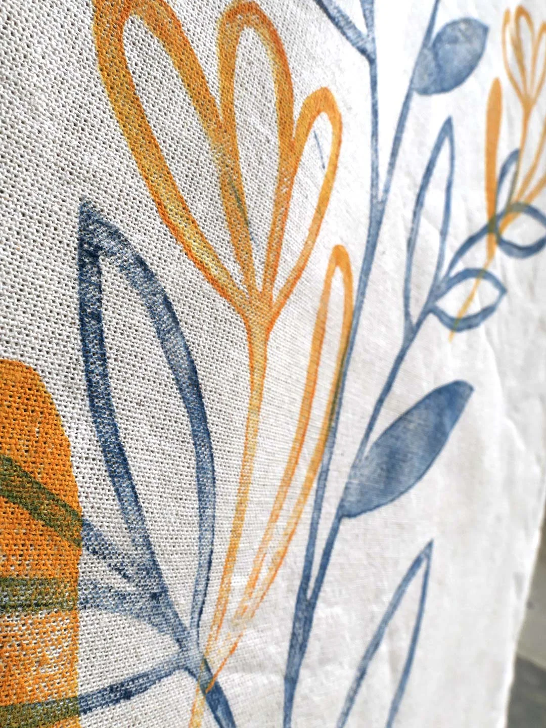 Hand-Printed Tote Bag || Fleur Bleue || Blockprint Flower Fleur Plant Illustration