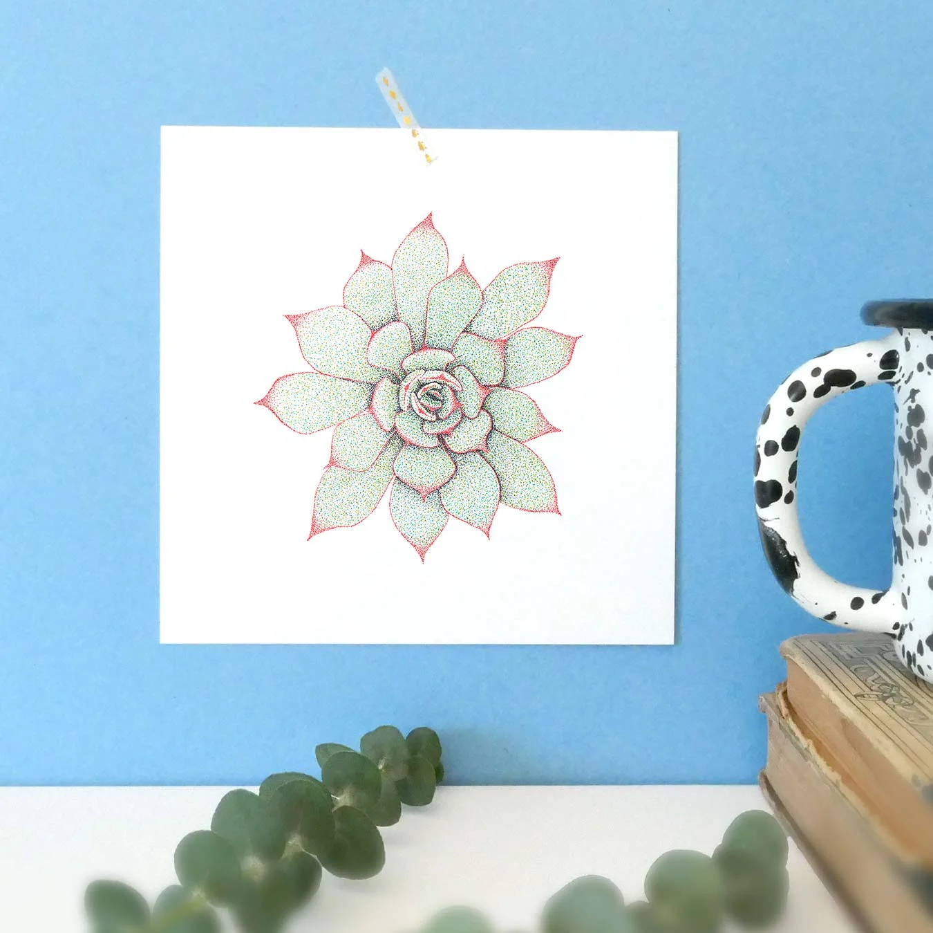 Card || Succulent 3 || Stippling Illustration