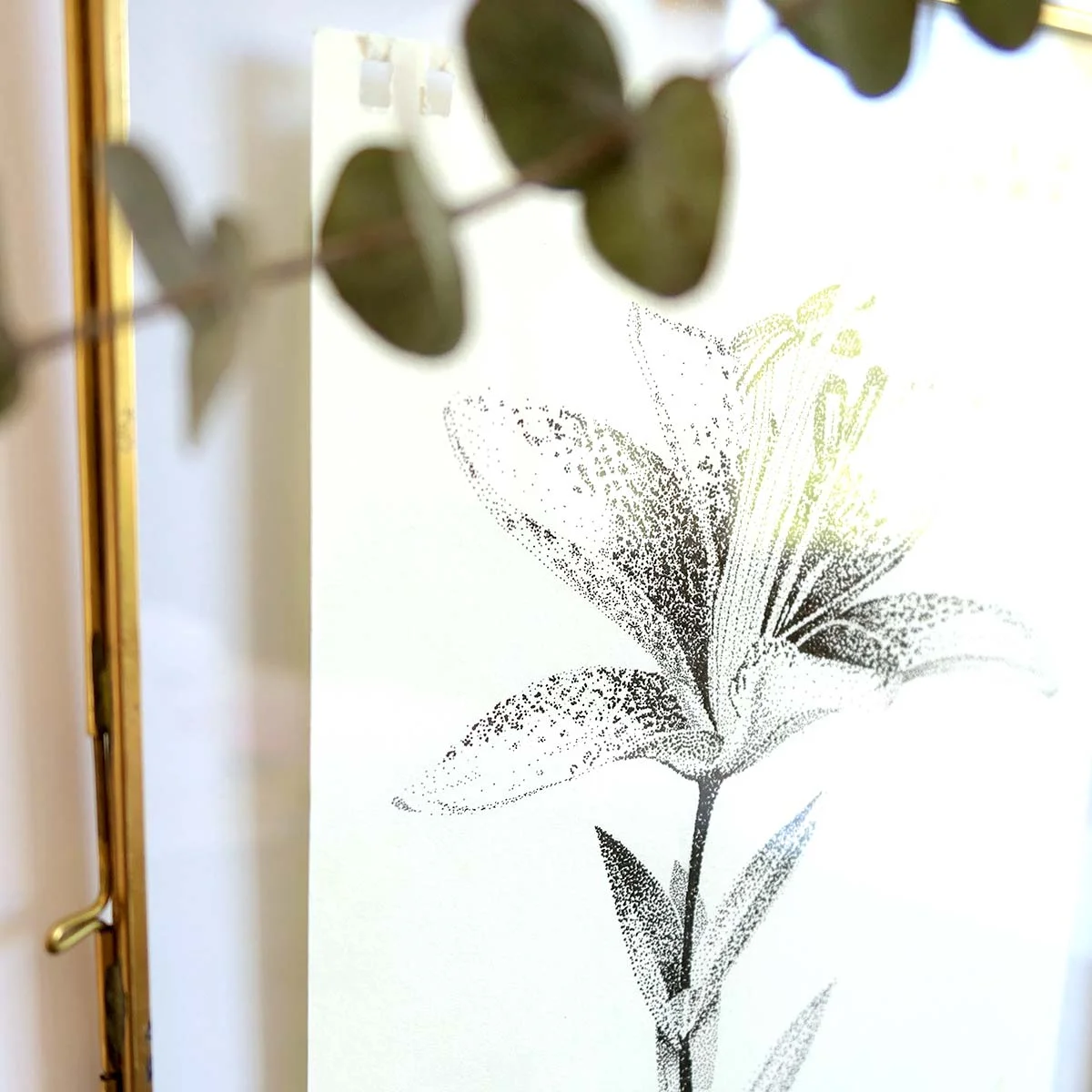 Original Art Print || Lily || Stippling Illustration Flower Black & White