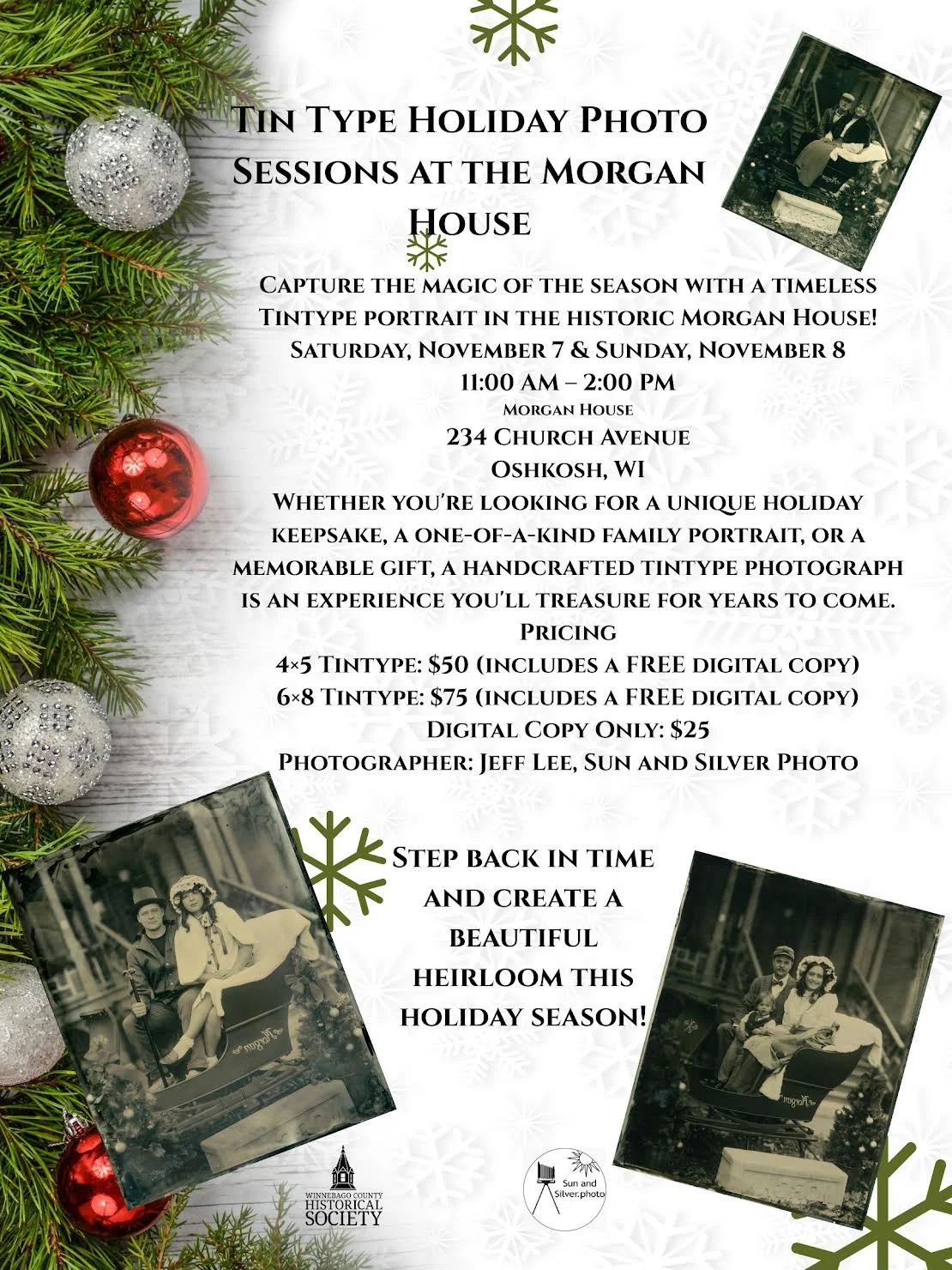 Tintype Holiday Photo Sessions at The Morgan House (11/7)