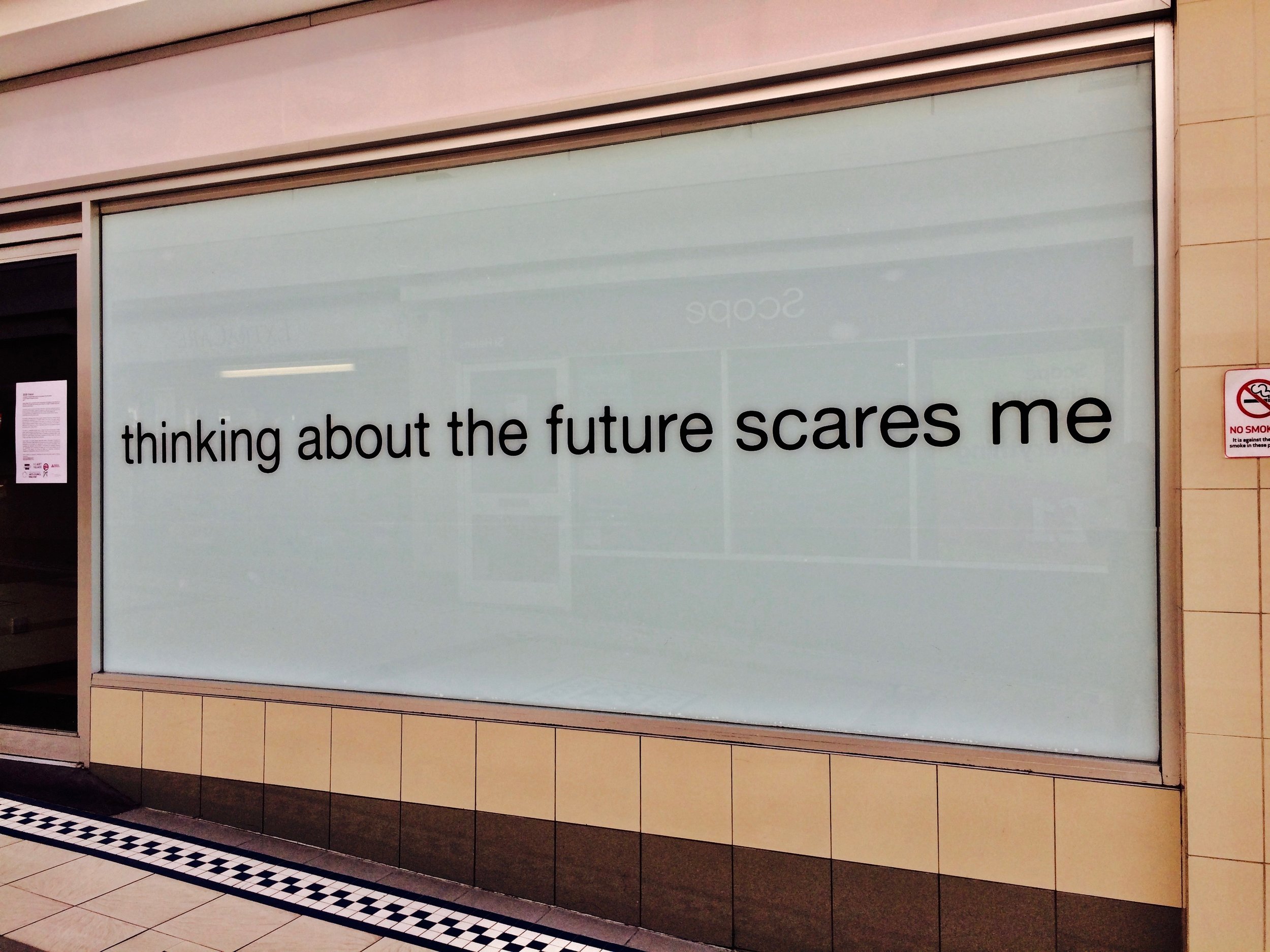 Quotes from young people collected throughout the project displayed on empty shop units throughout St Helens