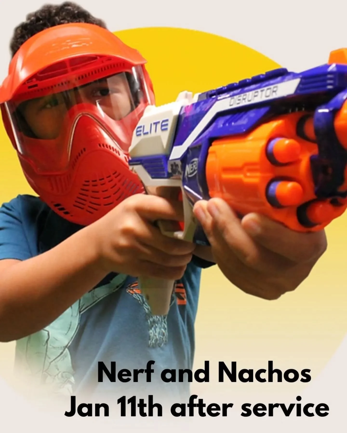 Kids and families, stay after church this Sunday, January 11th for NERF AND NACHOS! 🔫

We will have a lunch of nachos and then jump right into the nerf war games! Come pelt your friends or frenemies, parents, and leaders with nerf bullets. Parents, 