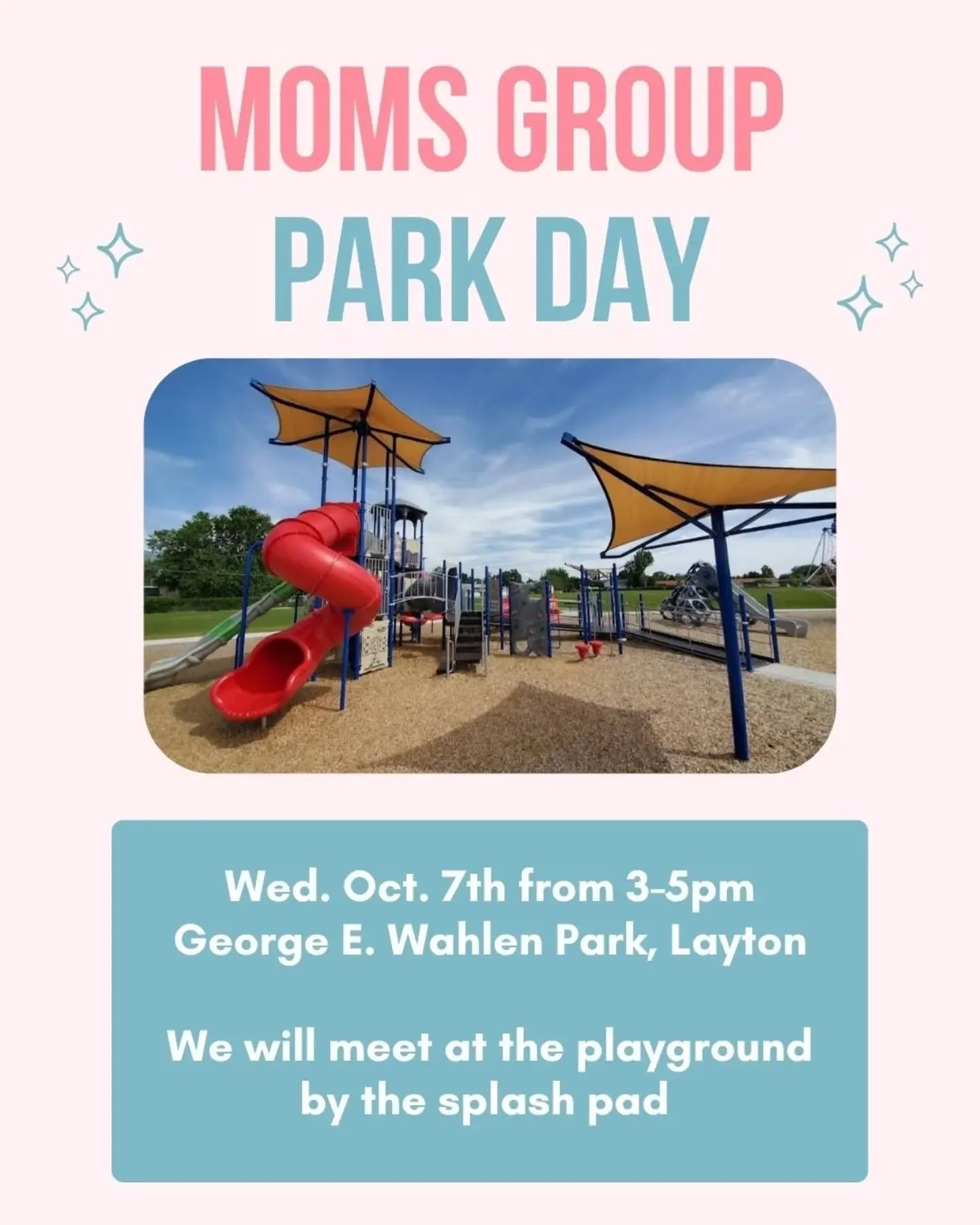 🛝 Moms group park day 🤸

Come hang out with other moms and bring your kiddos Wed. Oct. 7th from 3-5pm at George E. Whalen Park. We will meet at the playground by the splash pad.